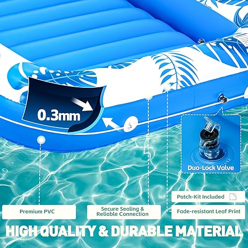 Miniatura 5 de Flotadores inflables para piscina, flotador de piscina de 71 x 48 pulgadas, flotadores grandes para adultos con almohada y soporte para bebidas,