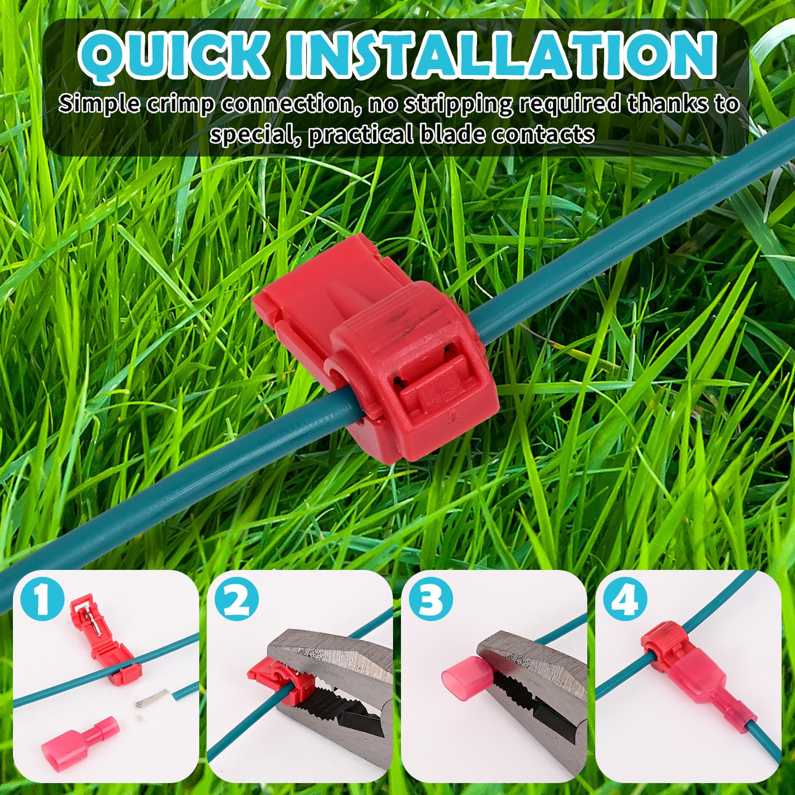 Cable Robot Tondeuse 100m + 50 Piquets + 15 Connecteurs de Câble + 15 Bornes de Connexion, Cable Tondeuse, pour Tondeuse à Gazon Compatible avec Bosch Gardena Husqvarna Worx Stihl etc