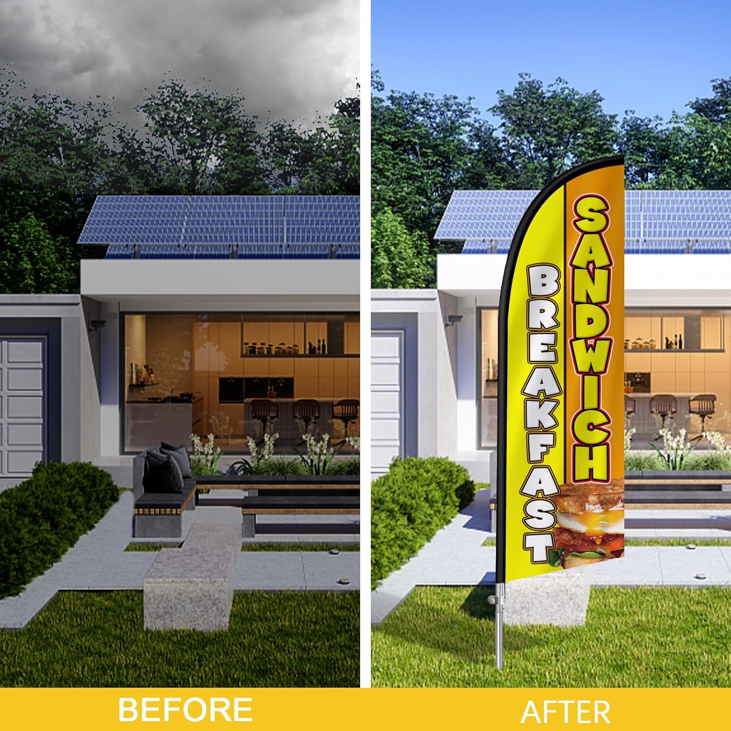 Breakfast Sandwiches Flag for Business, 8FT Feather Flag Banner, Polyester Advertising Swooper Flag with Aluminium Alloy Flag Pole Kit, Stainless Steel, Ground Spike, Portable Bag - Image 6