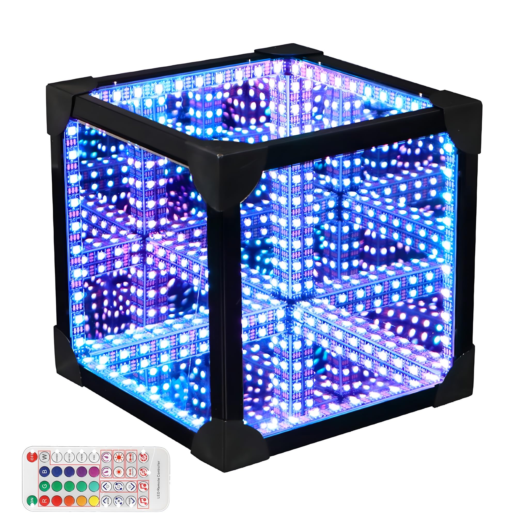 Infinity Mirror Tunnel Light, Rgb Cool Cosmic Cube Lampa Z 200 Trybami Dynamicznymi I 50 Trybami Muzycznymi Lampa O Efekcie 3D Z Zasilaną Przez Usb Lamp 10*10*10CM APP + Remote Control + Voice Pickup