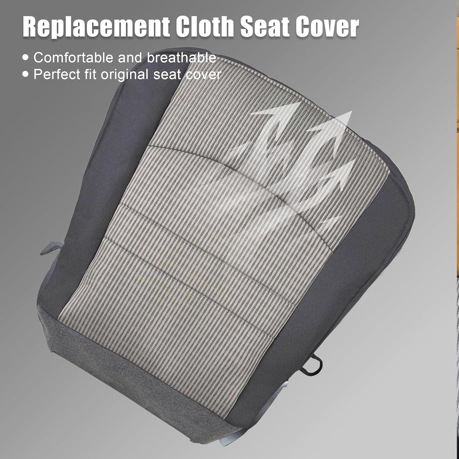 GXARTS Driver Side Bottom Cloth Replacement Seat Cover Gray Compatible with Dodge Ram 1500 2500 3500 4500 5500 2009 2010 2011 2012