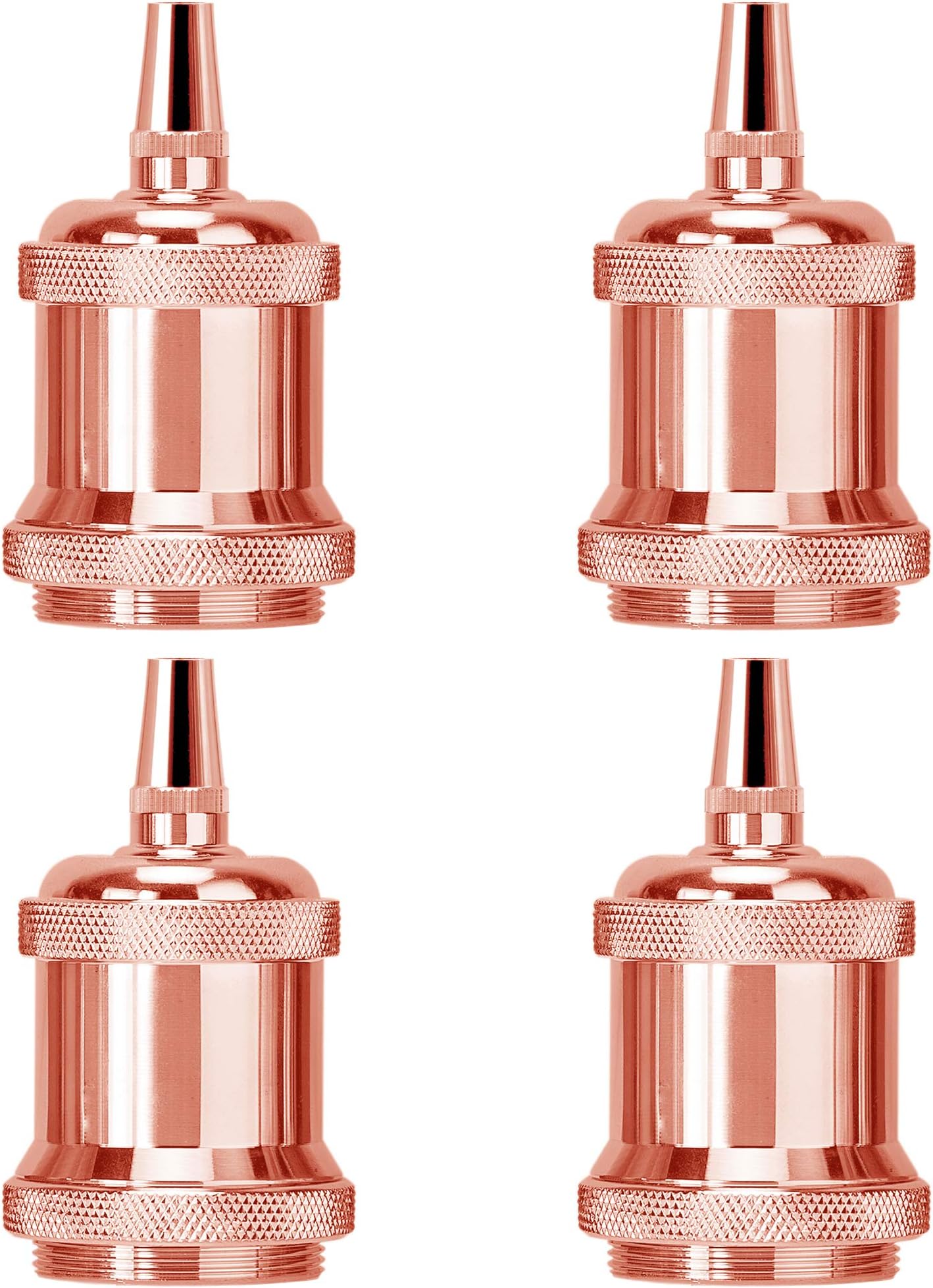 Rose Light Socket E26 Vintage Pendent Lamp Holder Replacement Keyless Edison DIY Lamps Ceramic Standard Medimun Screw Base with Metal Threaded Cord Grip by UPIDLighting