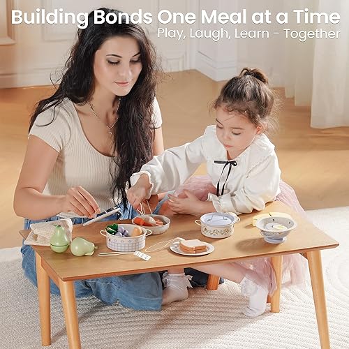 Miniatura 8 de ROBOTIME Juego de ollas y sartenes para niños, juego de 9 piezas de accesorios de cocina con utensilios de cocina de acero inoxidable, utensilios de