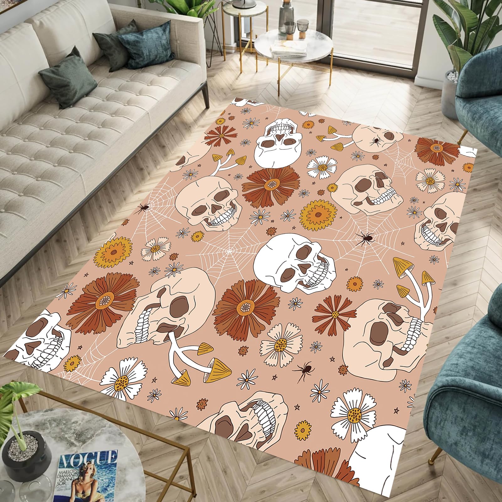 Tapis de luxe tête de mort pour décoration d'intérieur esthétique