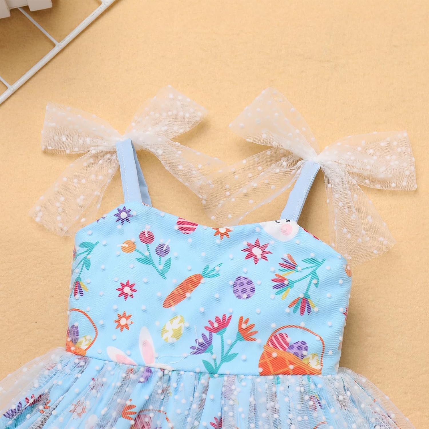 OBEEII Baby Girl Dress Spaghetti Straps Bow Tulle Tutu Princess Dress Toddler Birthday Party Pageant Photoshoot Dress