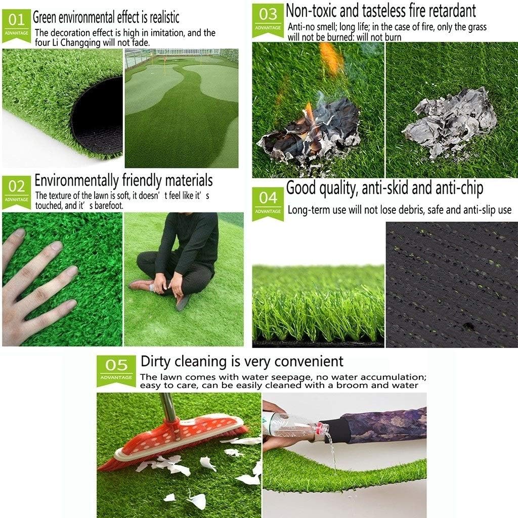 Artificial Grass Patch W/Drainage Holes Rubber Backing Grass Mat |Lead-Free Fake Grass for Outdoor Décor (2m*2m)