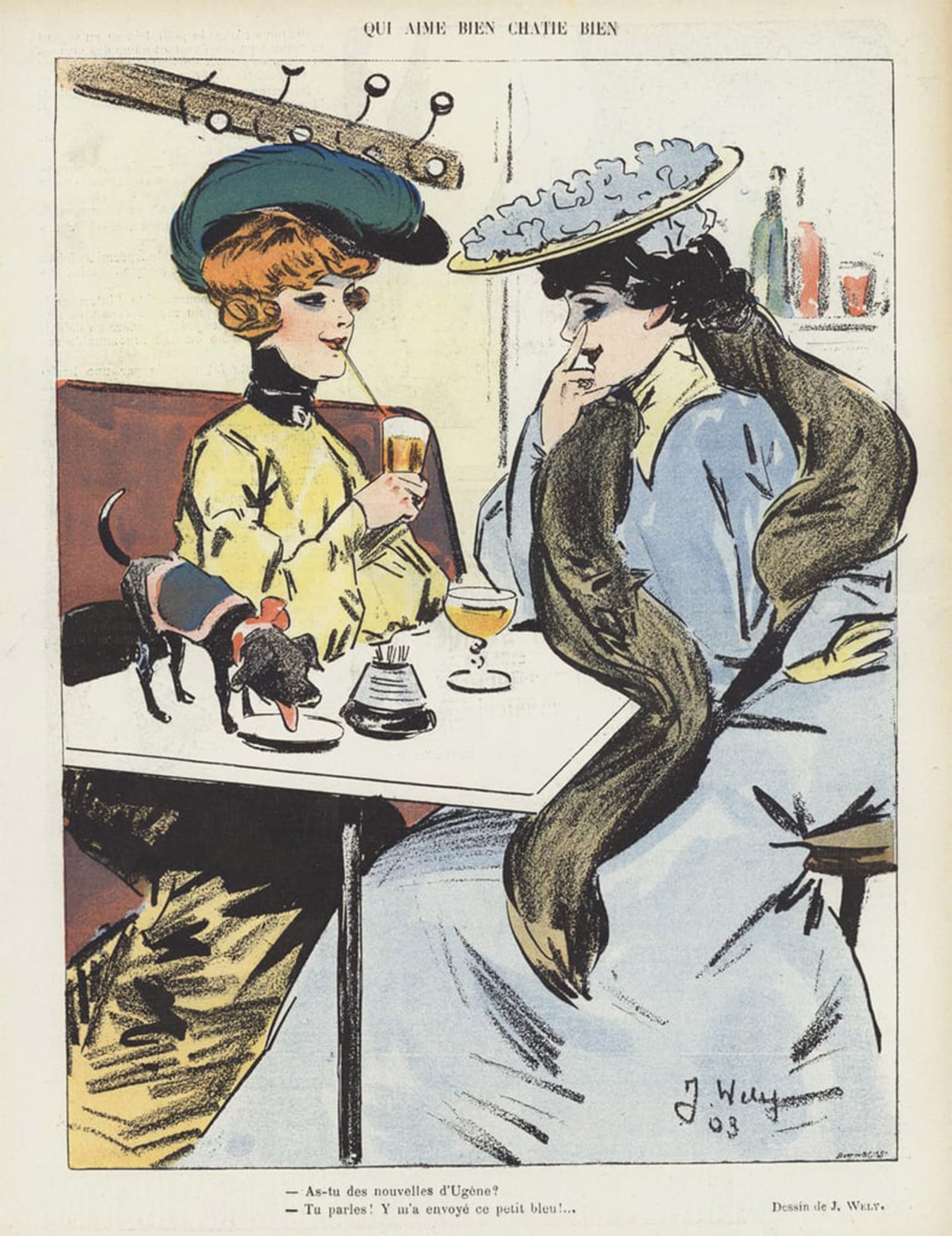 SERENDIPITP Vintage Picture Print on Canvas Wall Art Poster Illustration for the Laugh by Jacques Wely Artwork Print Poster for Wall Decor 60x90cm