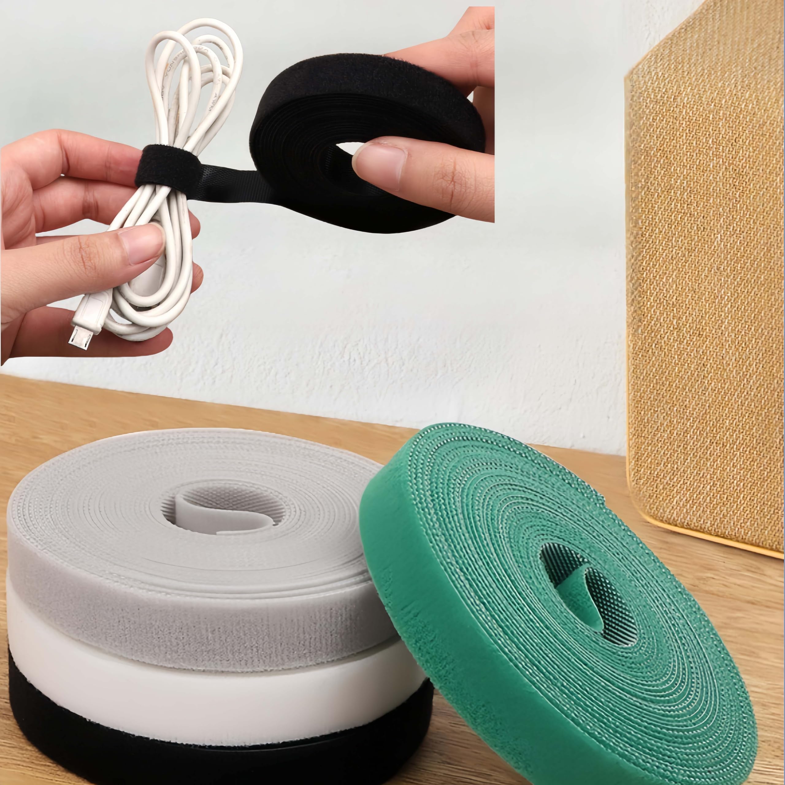 PengLAI Reusable Velcro Cable Ties & Plant Ties - 4 Colour Hook and Loop Tape for Cable Management, Organiser, Garden Wire & Twist Ties | Strong Adhesive Strap