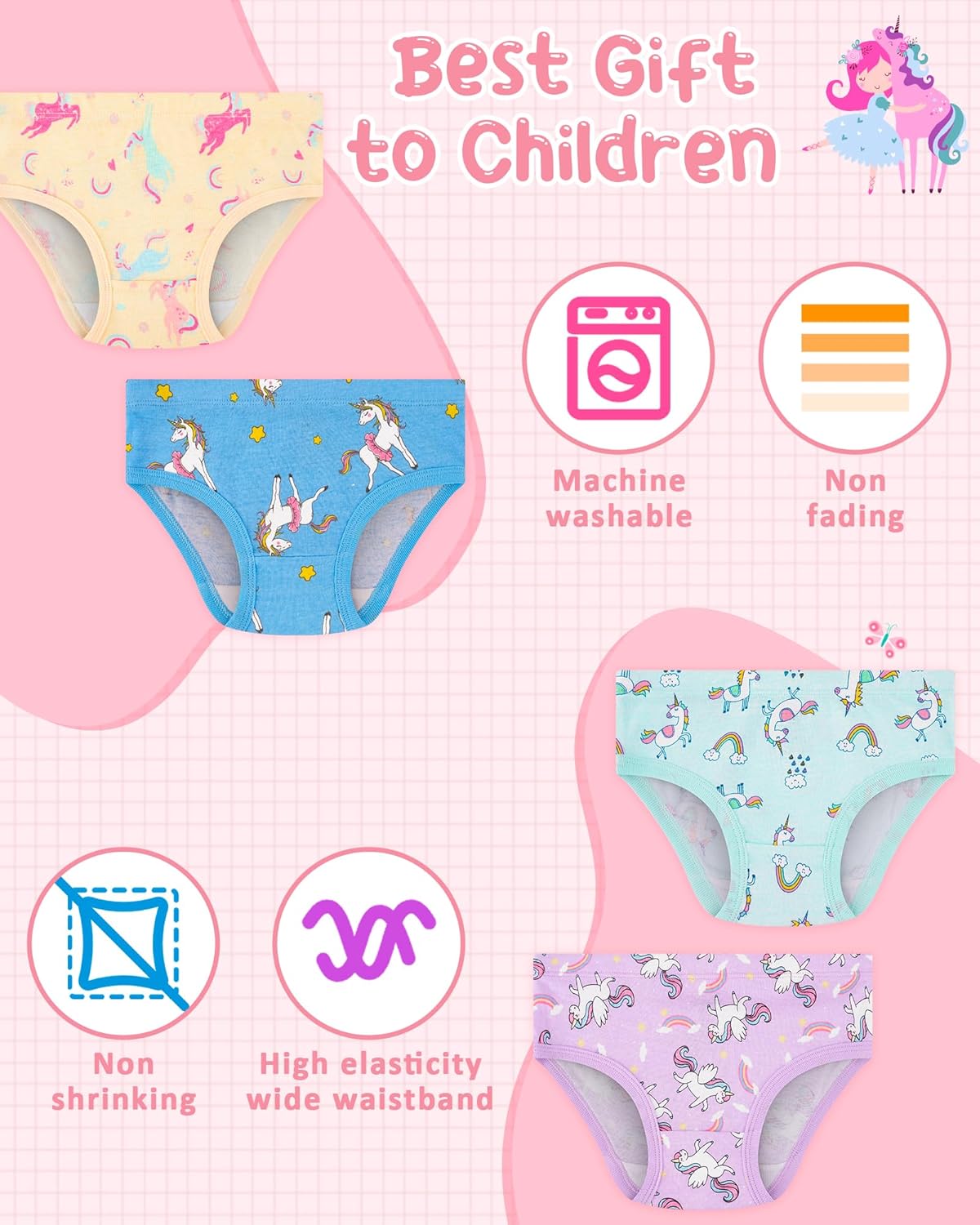 100% Cotton Girls Underwear Tagless Comfort Toddler Panties (6-Pack) - Image 7