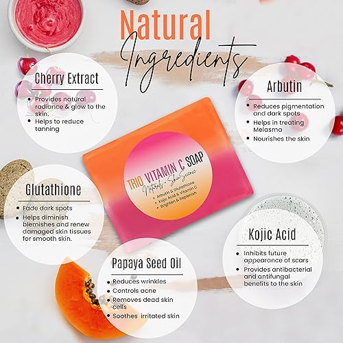 Miniatura 2 de DERMAXGEN Barra de jabón de ácido kójico orgánico y vitamina C  Arbutina, glutatión  Fórmula avanzada brillante, reposición y piel radiante