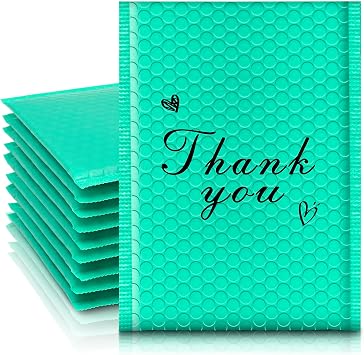 Thank You Bubble Mailers 4x8 50 Pack, Self Sealing Padded Envelopes, Strong Adhesion Bubble Envelopes, Waterproof Mailing Envelopes, Cushioning Shipping Envelopes - Green