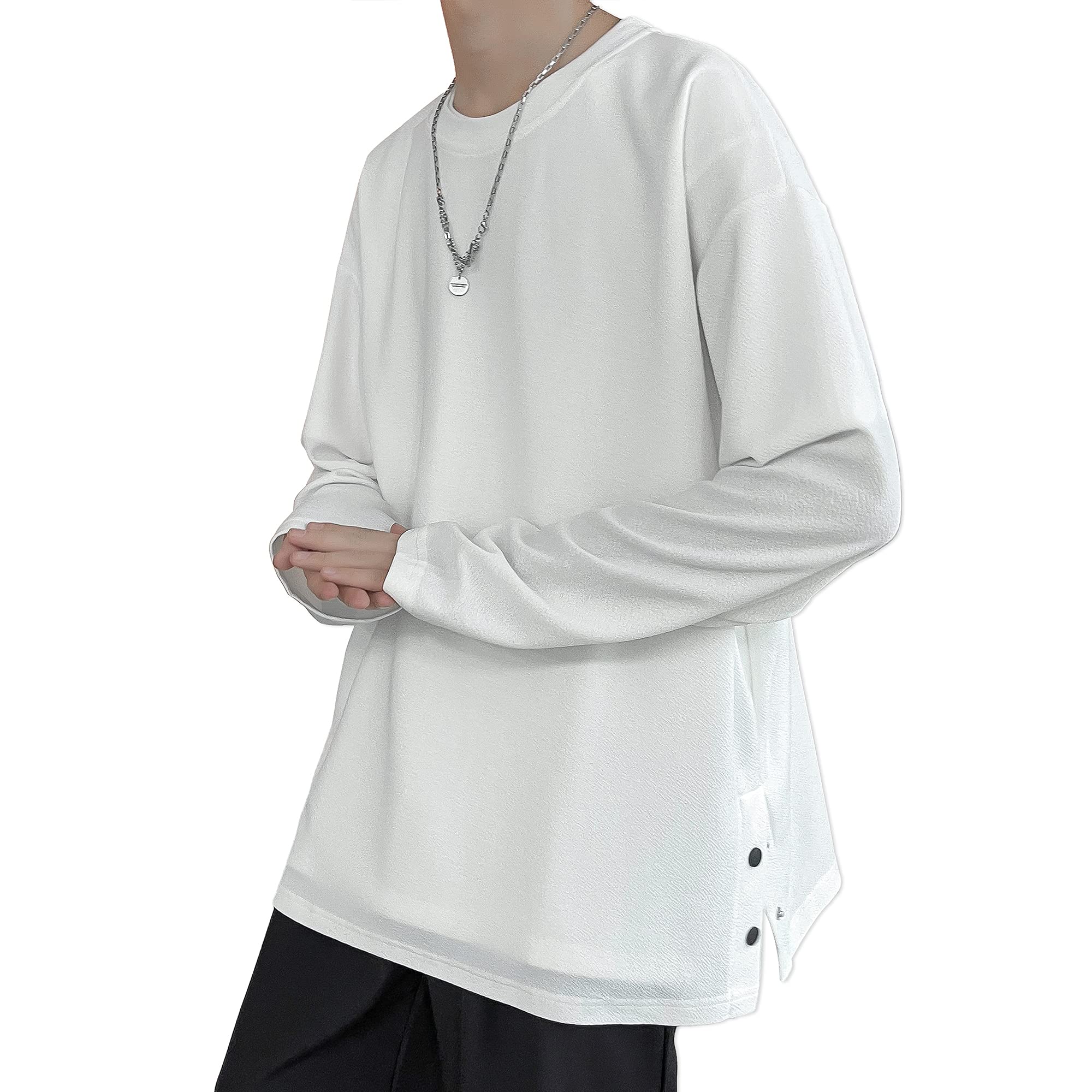 [Hiboss] tシャツ メンズ 長袖 大きいサイズ 無地 おしゃれ ゆったり ビッグシルエット秋服 メンズ ロングtシャツ