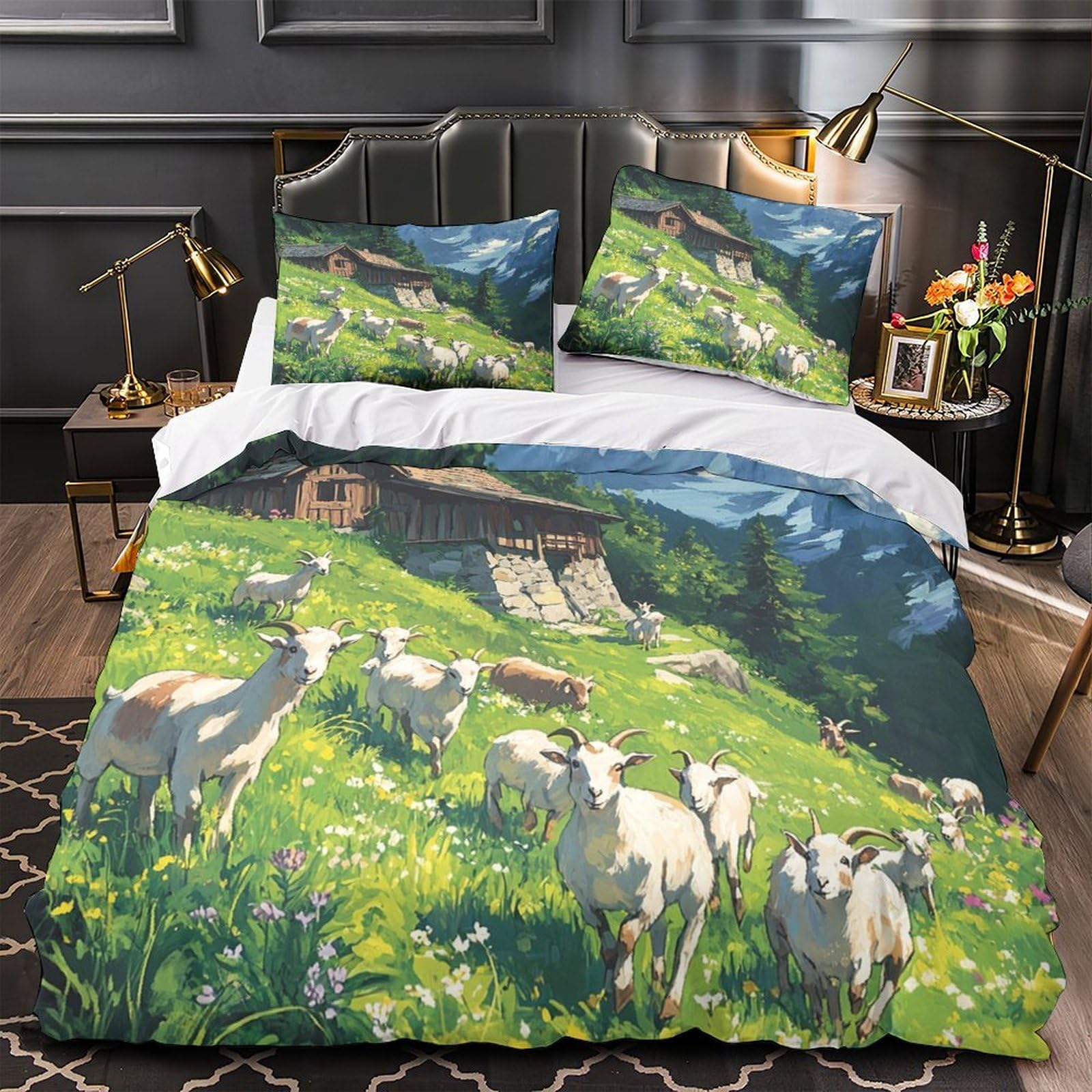 Housse de Couette Microfibre King 220x240 Motif Étoile Imprimé 3D avec Taies
