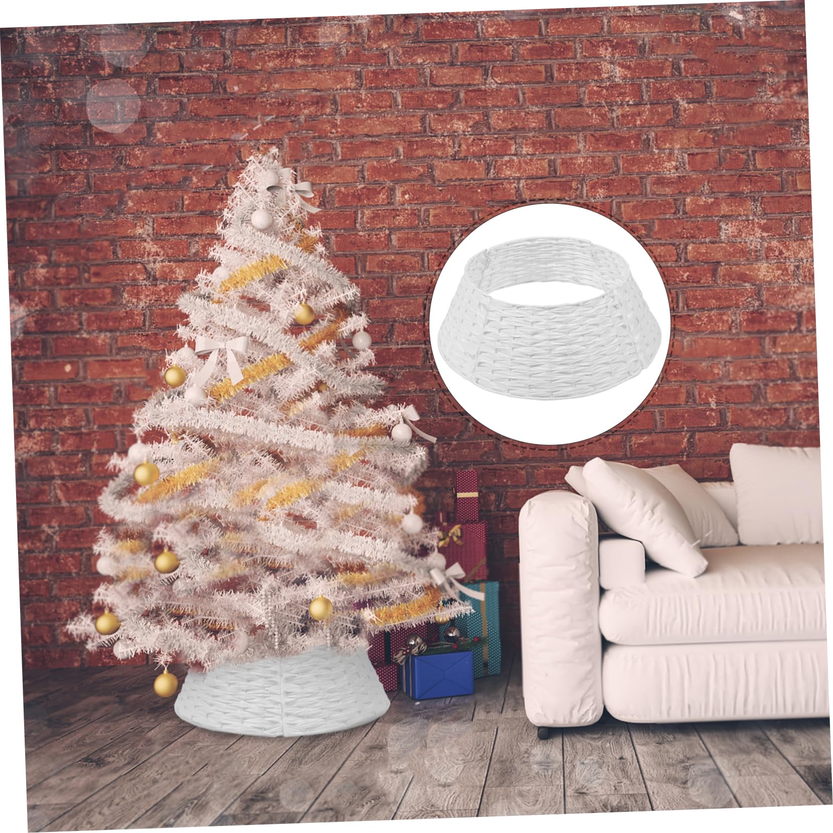 Collare Per Albero Di Natale Intrecciato Gonna Per Albero Di Natale Riutilizzabile e Utile Trama Intrecciata Mano Design Delicato e Semplice Stile Rustico Comodo e Pratico Da
