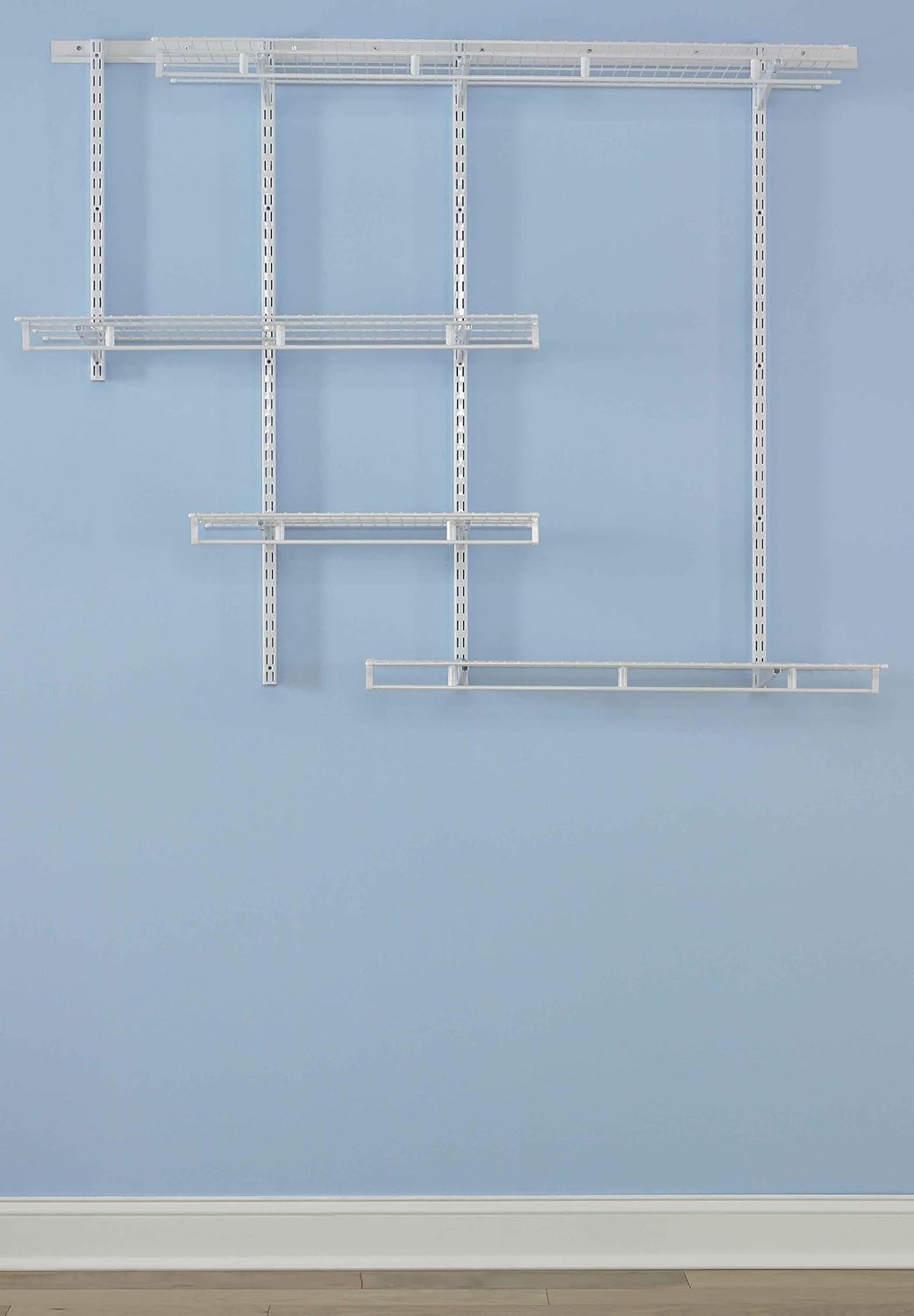 Rubbermaid FastTrack Multi-Purpose Closet Shelving Kit, White, Adjustable, Pantry Storage/Organization for your Clothes/Shoes/Food/Cleaning Supplies