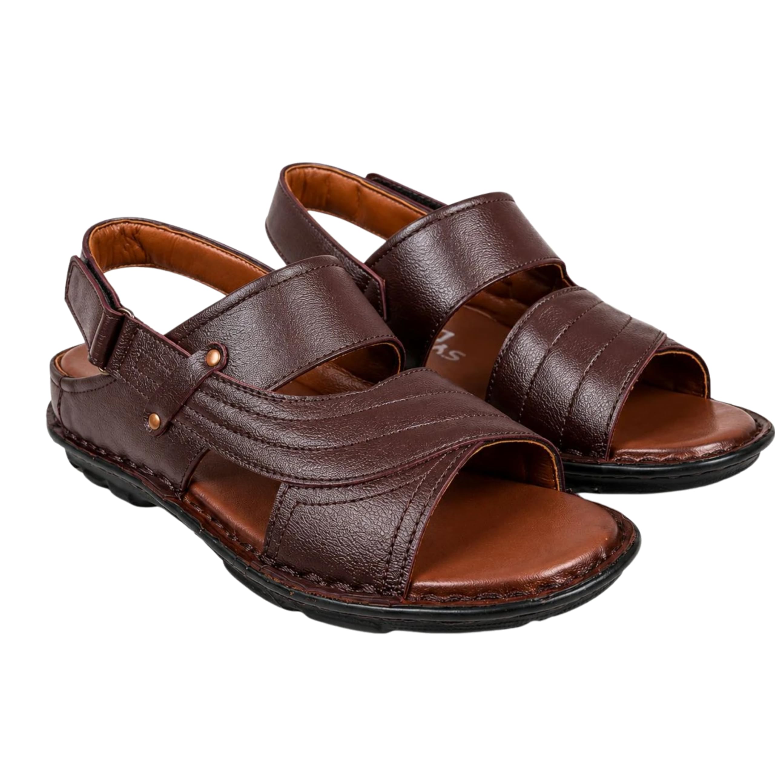 Regal Men's 100% Genuine Leather Sandals | Premium Backstrap Casual Sandals | Soft Cushioned Footbed | Adjustable Strap | Anti-Slip Sole | Comfortable Daily & Summer Wear | Brown-picture-42