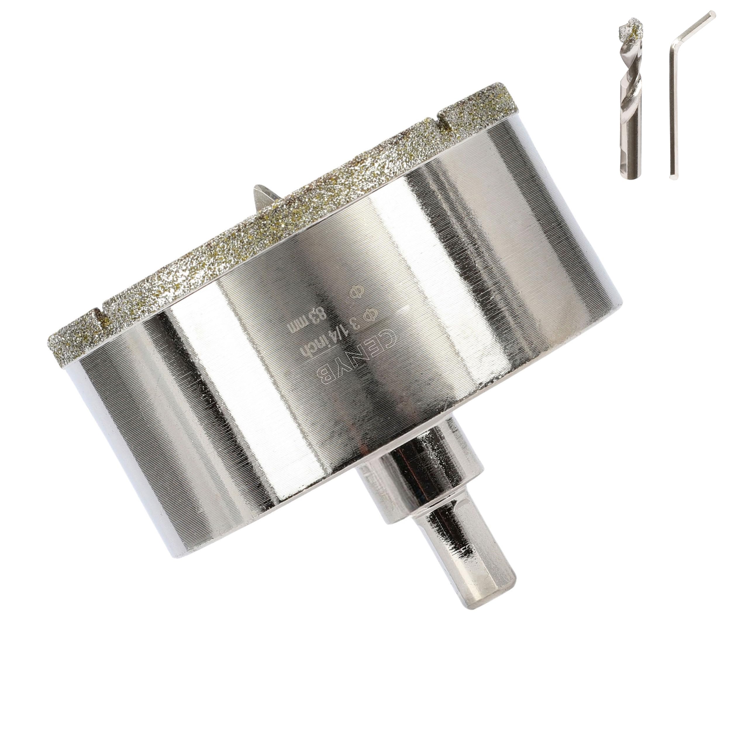 3-1/4 Inch 83mm Tile Hole Cutter Drill Bit Diamond Metal Hole Saw with Center Pilot Drill – Diamond-Coated for Marble, Granite, Ceramics, Porcelain Tiles, Glass — image 1