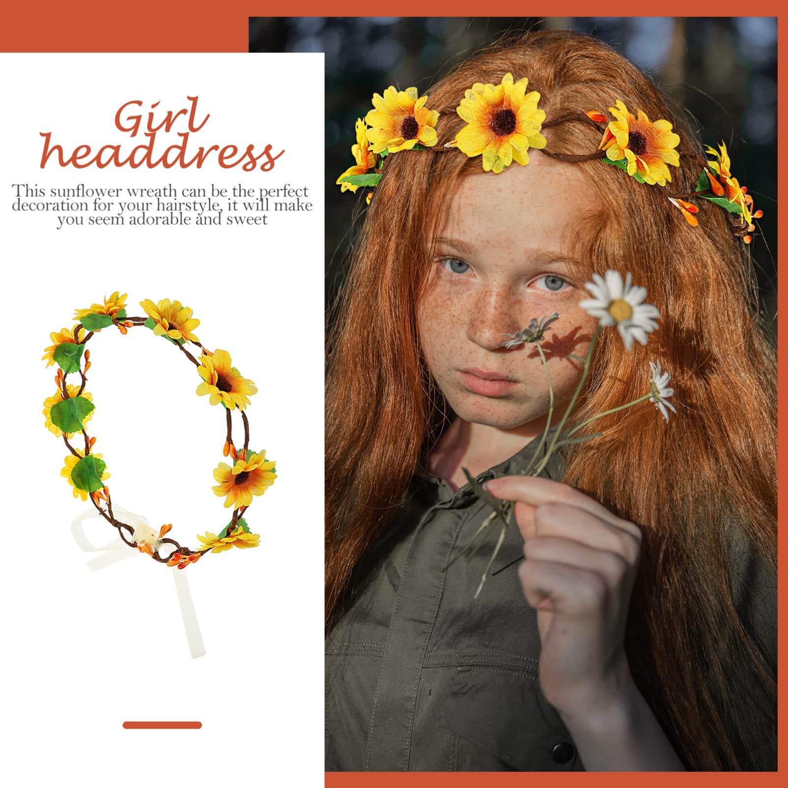 minkissy 8pezzi Fasce Floreali Per Ragazze Corone Di Girasole Artificiale Accessori Eleganti Per Foto e Occasioni Speciali Design Bohemien Adatte Per Uso Quotidiano e Feste Spiaggia