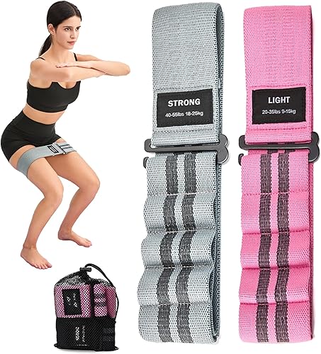 Miniatura 1 de Adjustable Fabric Resistance Bands for Squats, Glutes & Legs  5 Levels of Customizable Size, Width & Tension, Non-Slip Booty Bands for Men and