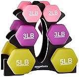 AmazonBasics 20-Pound Fixed Dumbbell Set with Stand | Neoprene Coated Weights | Ideal for Resistance Training | Multicolour Multicolour fixed