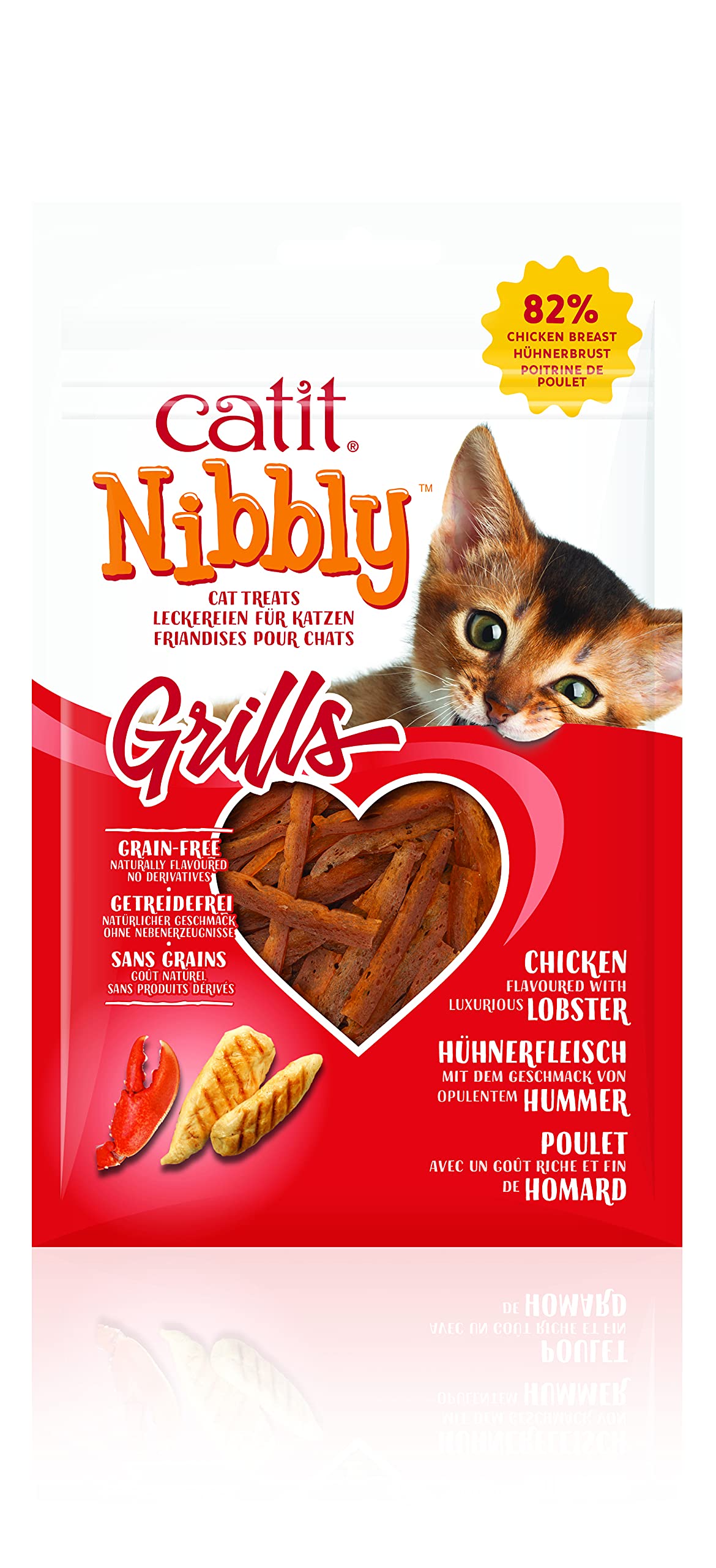 Catit Nibbly Grills, Kaustreifen aus Hühnchen und Hummer, für Katzen, 30g - mit Hummer 30 g (1er Pack)