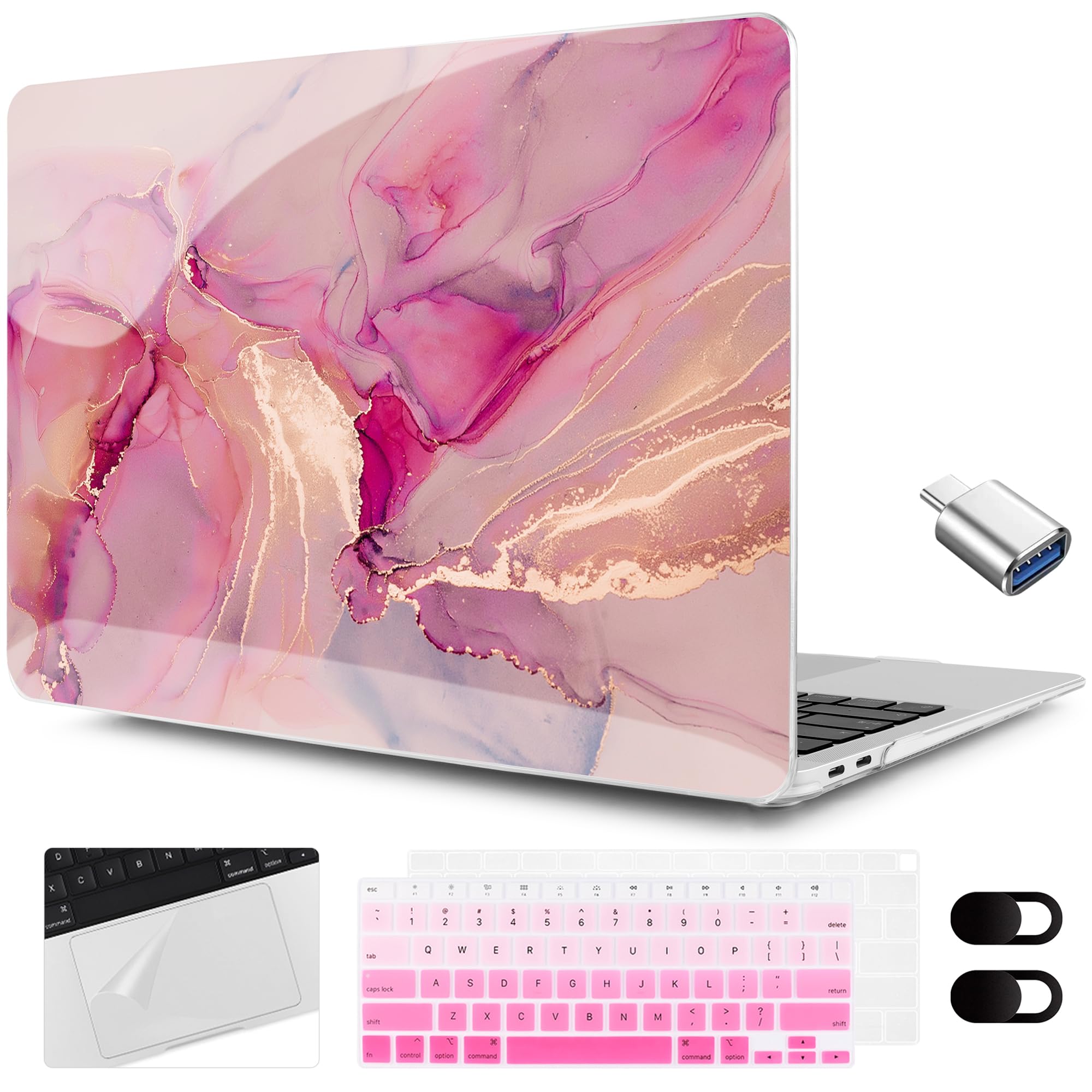 MEEgoodo for MacBook Air 13.3 inch Case 2021 2020 2019 2018 A2337 M1 A2179 A1932,Clear Case for MacBook Air M1,Laptop Shell with Keyboard Webcam Cover