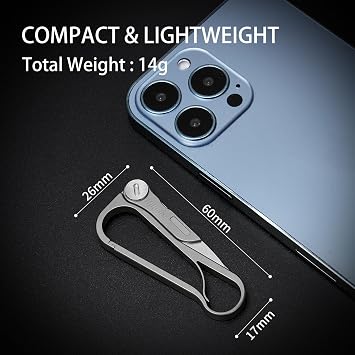 Titanium Carabiner Clip, Multifunctional EDC Carabiner Keychain with Folding Utility knife and Bottle Opener, Quick Release Keychain for Men and Women