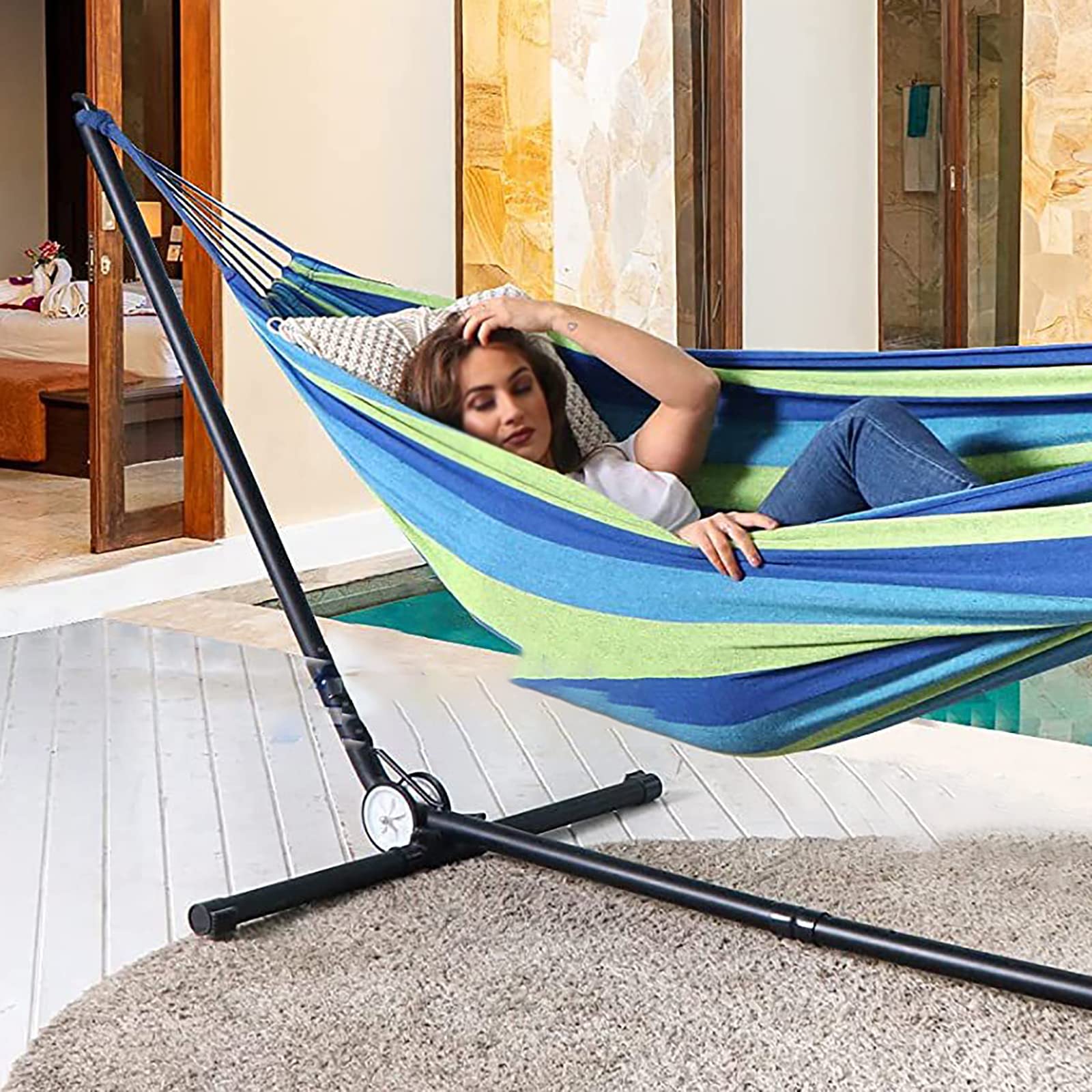 Hamaca, Camping Viaje for Exterior Interior Ligero Individual/Doble