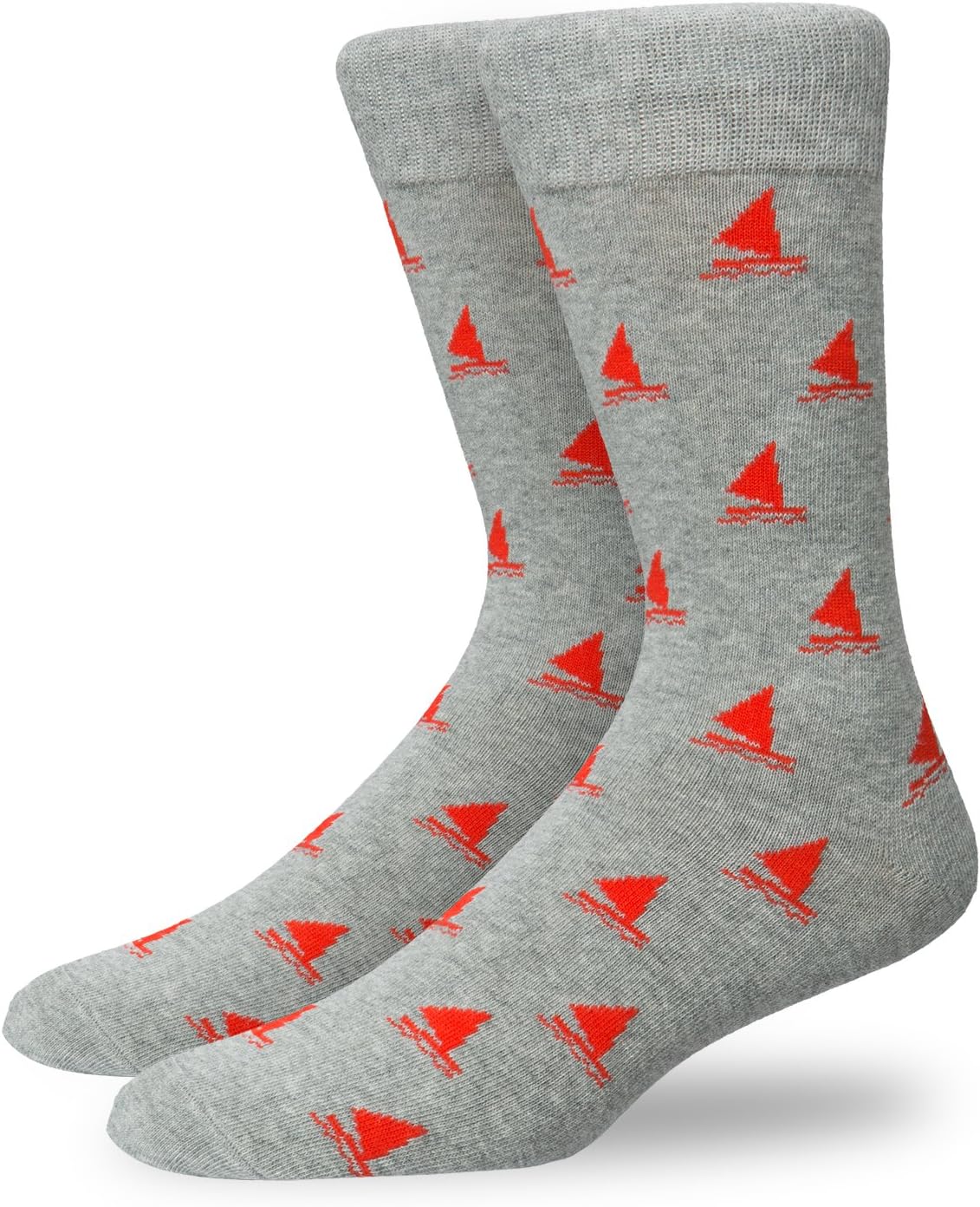 Mens Novelty Sailing Grey Crew Dress Socks