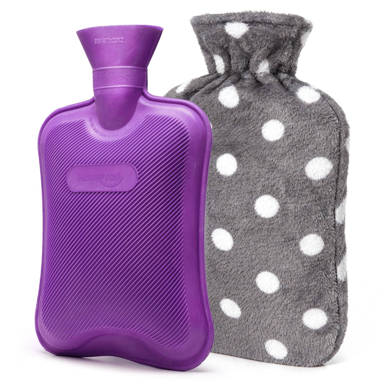 HomeTop Premium Classic Rubber Hot or Cold Water Bottle with Soft Fleece Cover