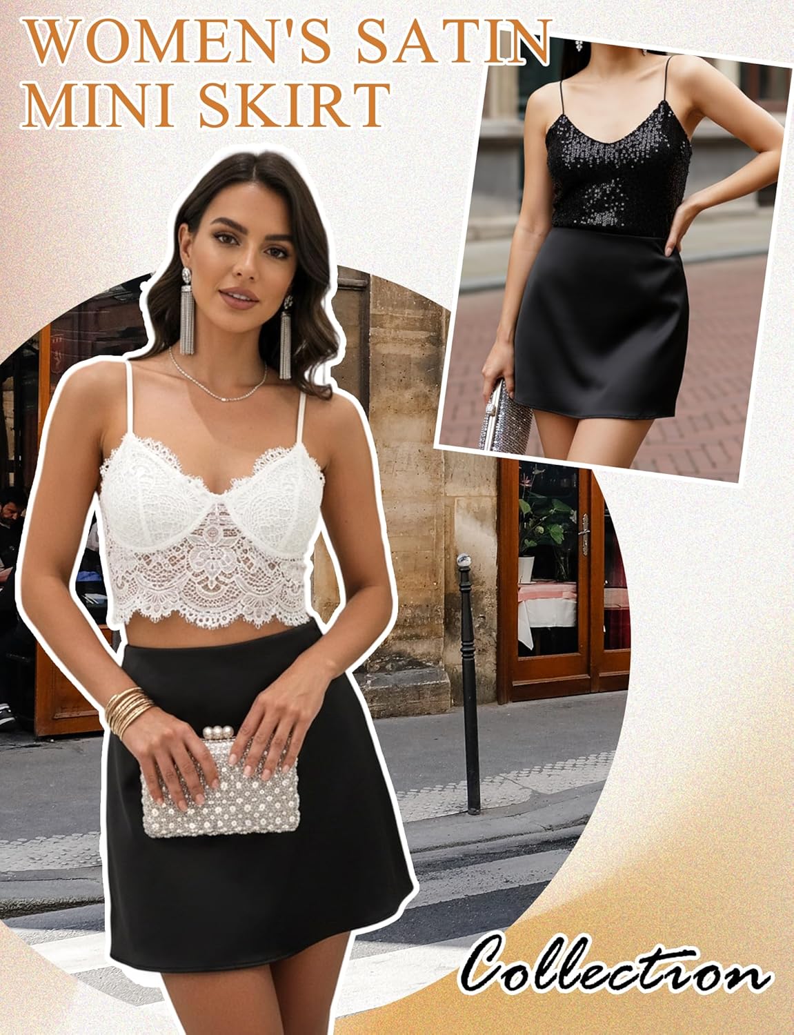 AURUZA Women Satin Mini Skirts, Silk High Waisted Flared Elegant A-line Short Skirt Zipper Elastic for Women - Image 5