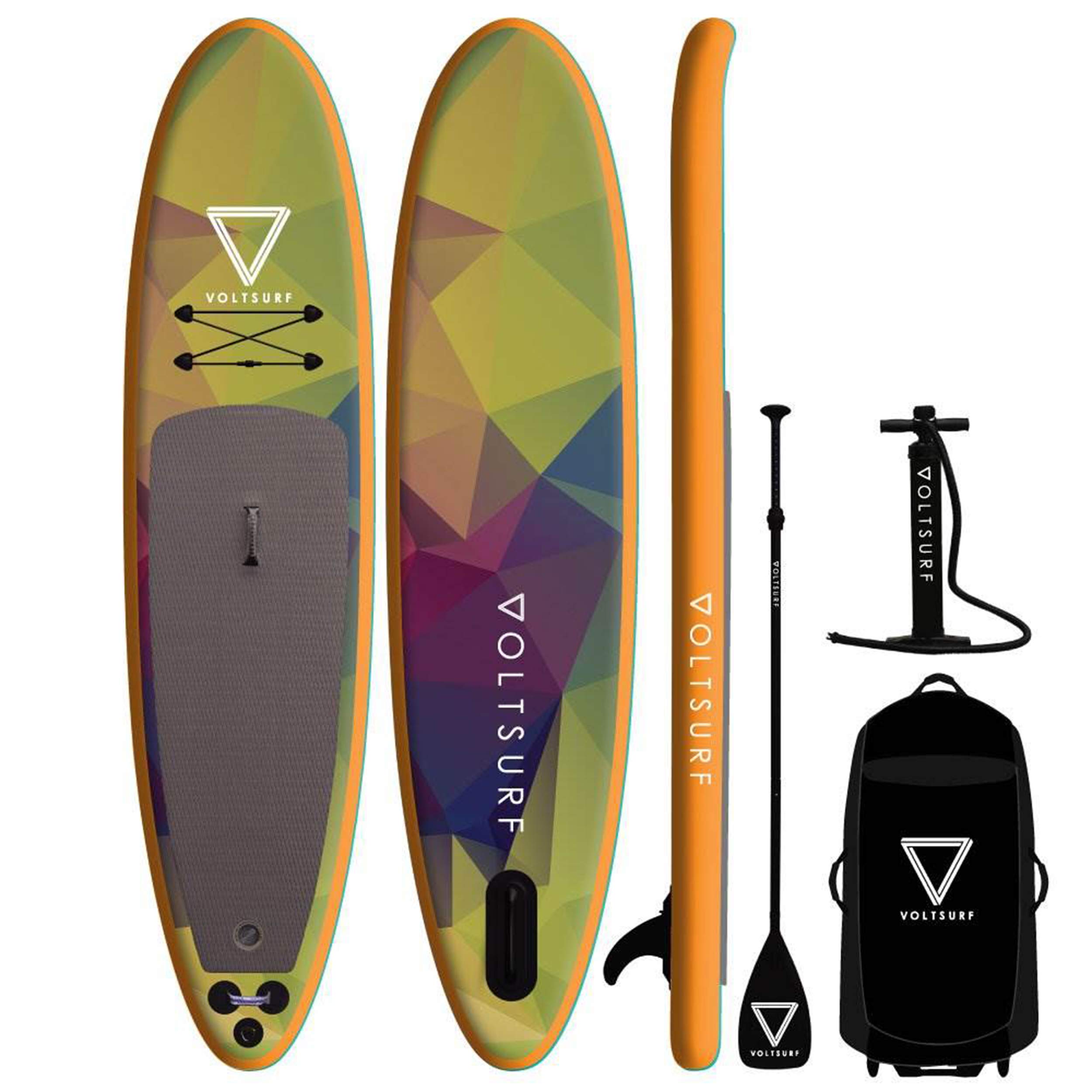 VOLTSURF - 11' All-Around - iSUP Inflatable Paddle Board Kit- w/Upgraded Wheel Carrying Backpack -(6 Inch Thick)