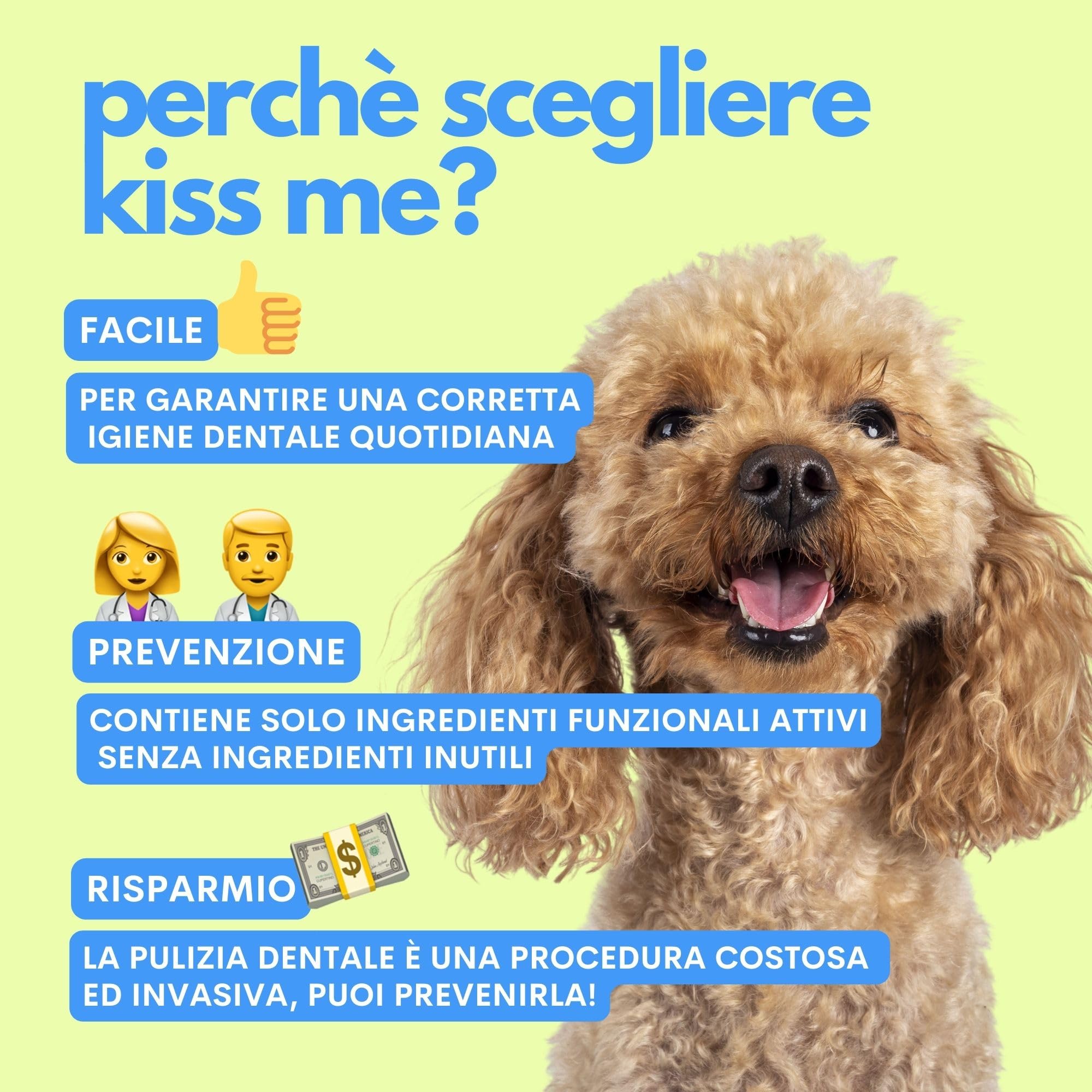 JAMPY Kiss Me Dentifricio Spray Per Cani 100 ml Anti-Alitosi Tartaro Placca