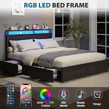 Amazon.com: Kiivakii Full Size Bed Frame with Headboard, LED