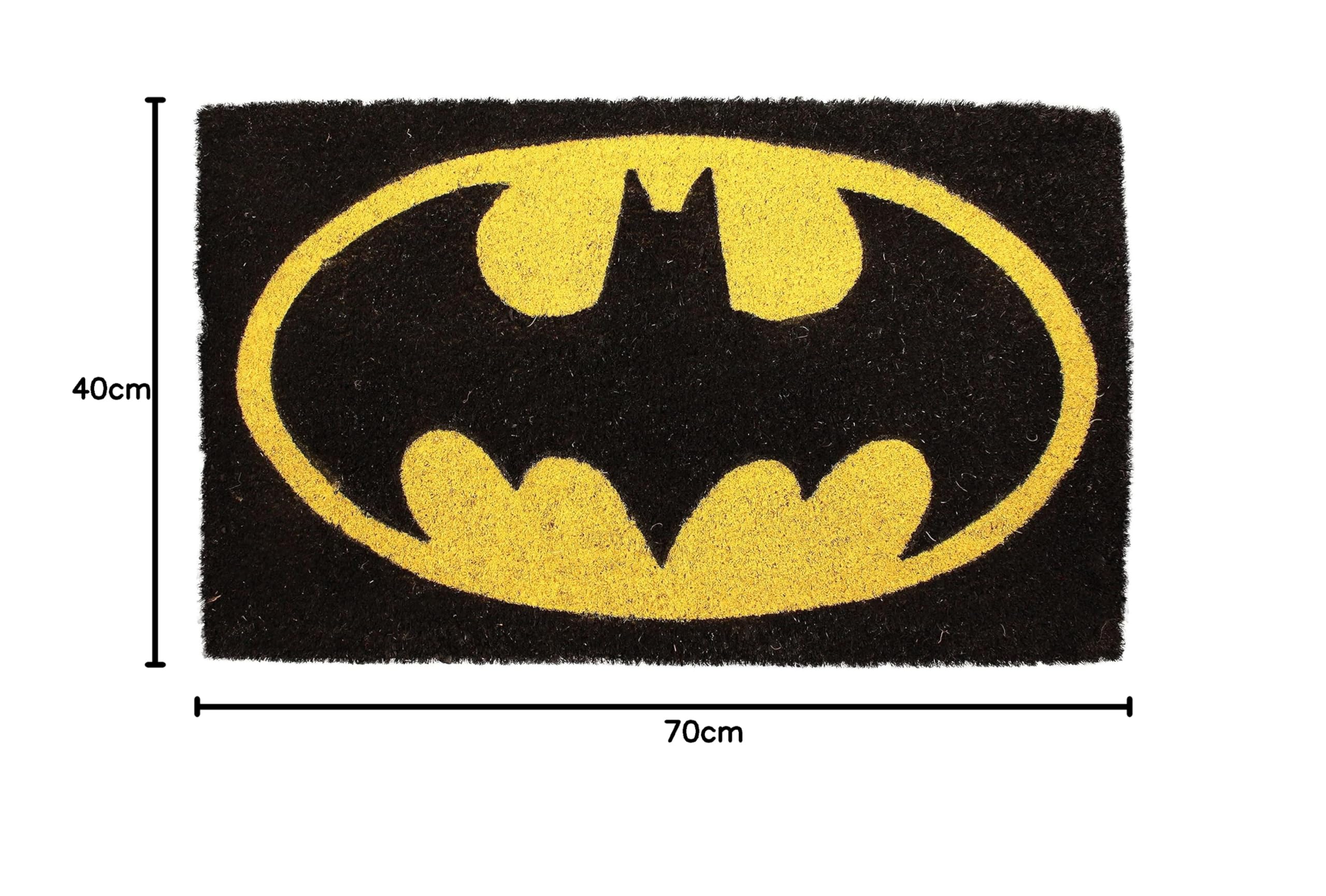 SD TOYS - Paillasson Entrée Batman Fibre de Coco, antidérapant, Noir et Jaune, 73 x 43 cm