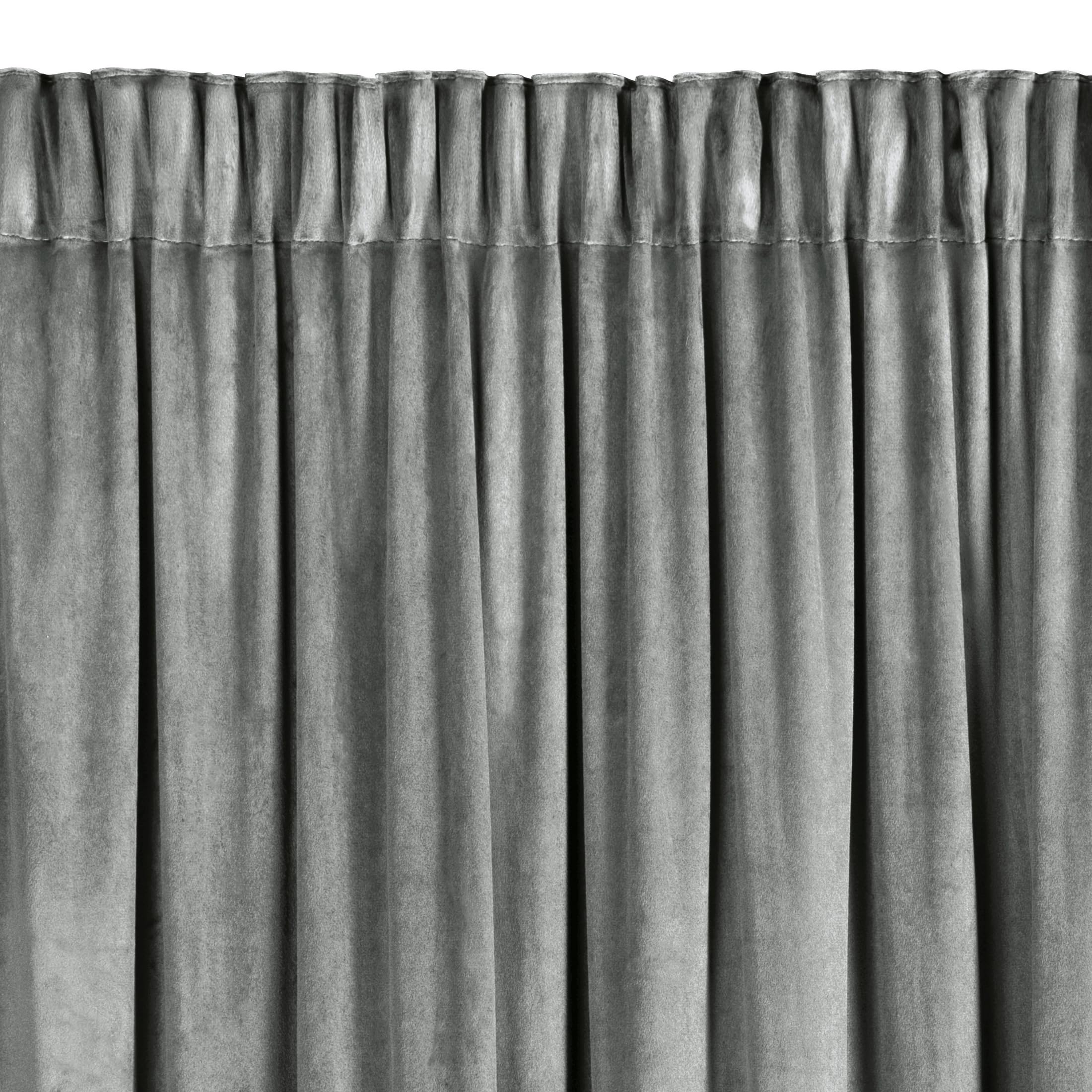 Eurofirany Carli Velvet Curtain with Ruffle Tape, 1 Piece, Opaque Blackout Curtain for Living Room Bedroom, 140 x 250 cm, Grey - Image 2
