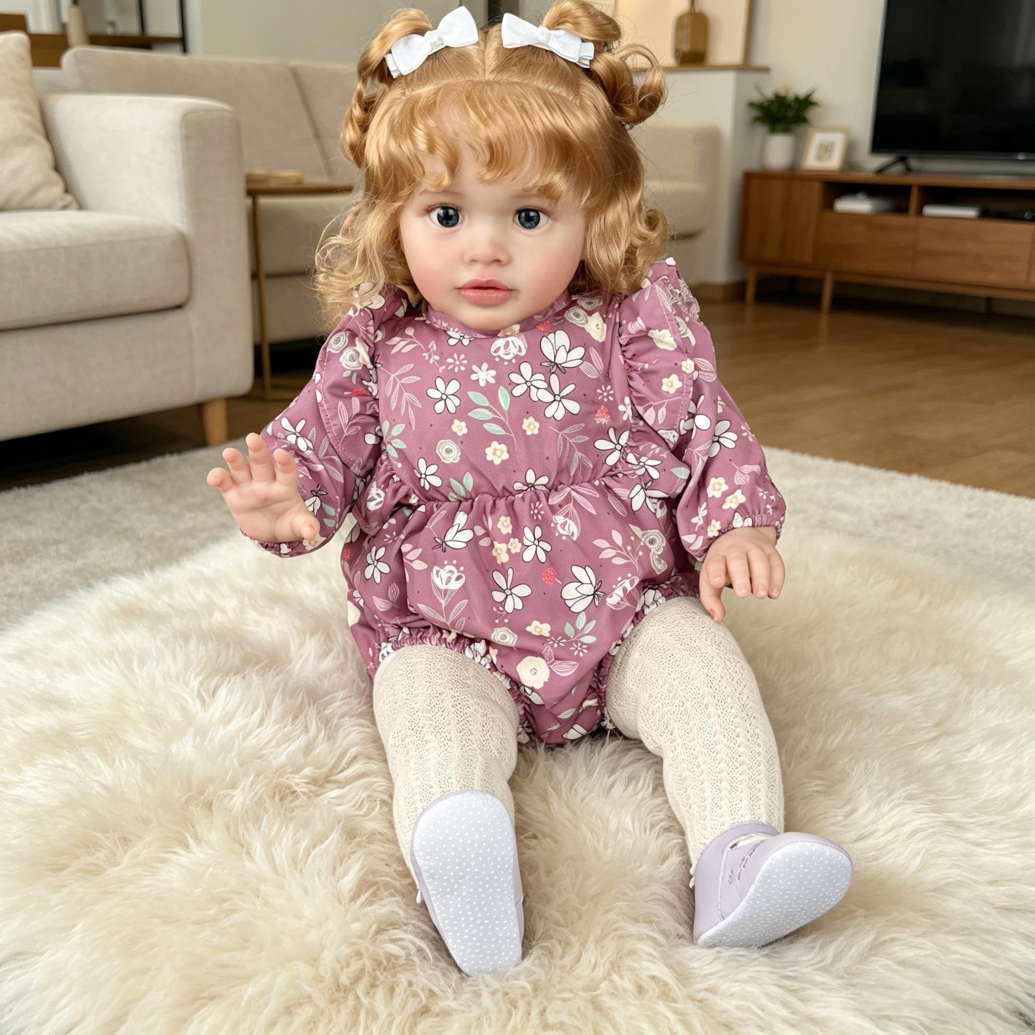RXDOLL Bambole realistiche da 66 cm, motivo: Pippa, di grandi dimensioni, in morbido tessuto vinilico, per bambini dai 3 anni in su
