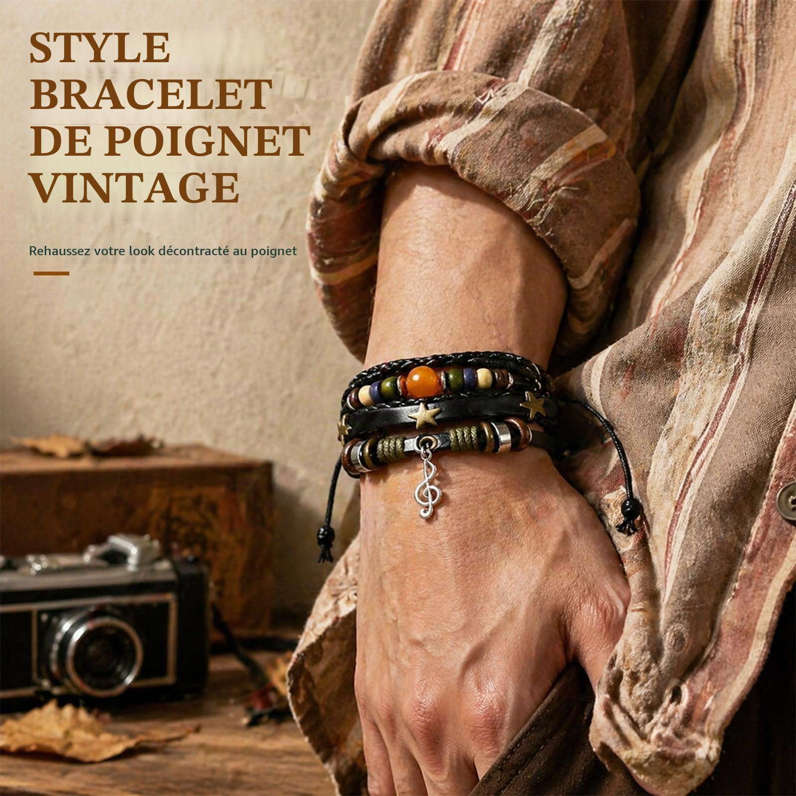 Ensemble de 10 accessoires unisexes Y2K comprenant une ceinture à imprimé étoile, un ensemble de 7 bracelets, un ras-de-cou gothique noir et une chaîne de taille en métal - Cuir noir