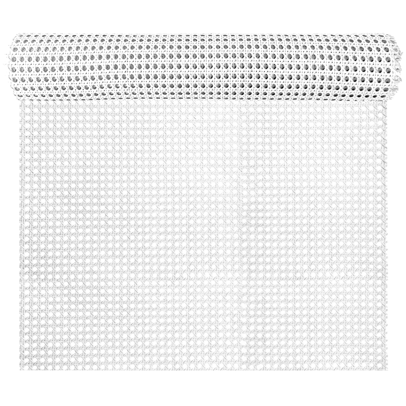 selliner 24inch Wide X 16.5ft Long White Hexagonal Rattan Cane Webbing, Premium Plastic Wicker Mesh Roll for DIY Crafts, Lamp Shades, Cabinet Doors & Home Decoration