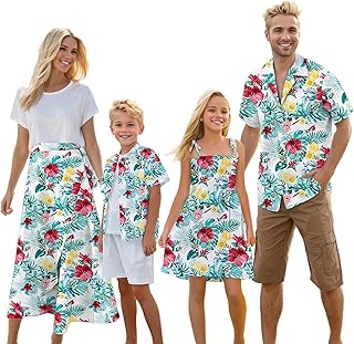 Matching Hawaiian Outfits for Family, Dad and Son Matching Luau Beach Tropical Shirts Mommy Daughter Tropical Sets - Buy now