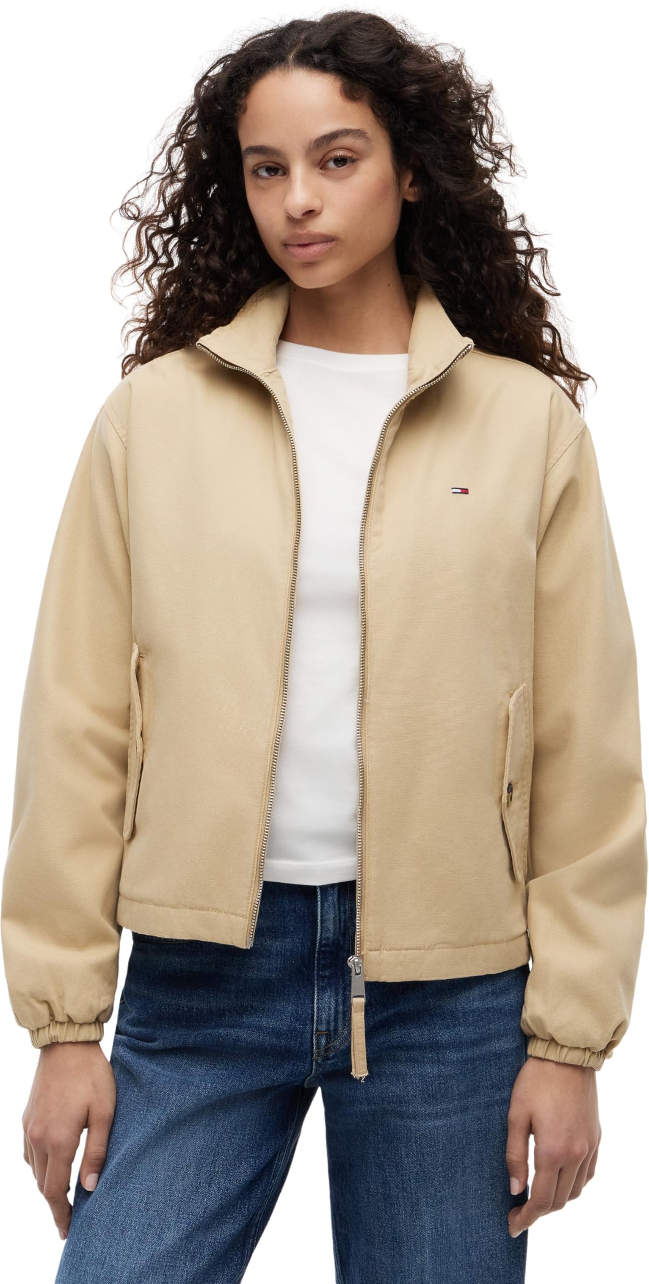 Tommy Hilfiger Women's Gentle Gold Peached Canvas Zip-Thru Jacket