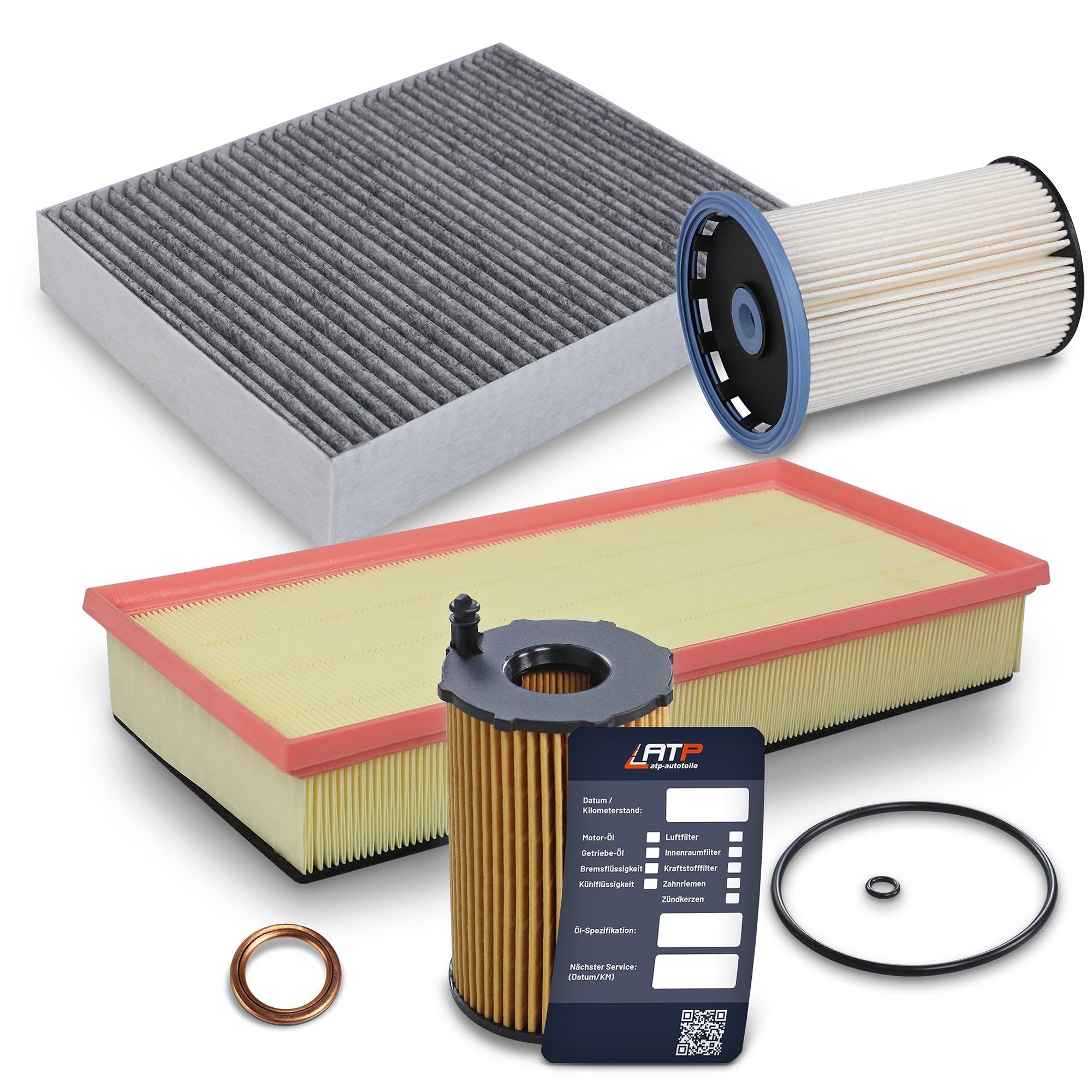 BESTPRICE Paquete de inspecci—n conjunto de filtro con 1x filtro de aceite,de habit‡culo,de aire,de combustible,etiqueta de cambio de aceite compatible con PORSCHE CAYENNE (92A) VW TOUAREG VAN (7P5)