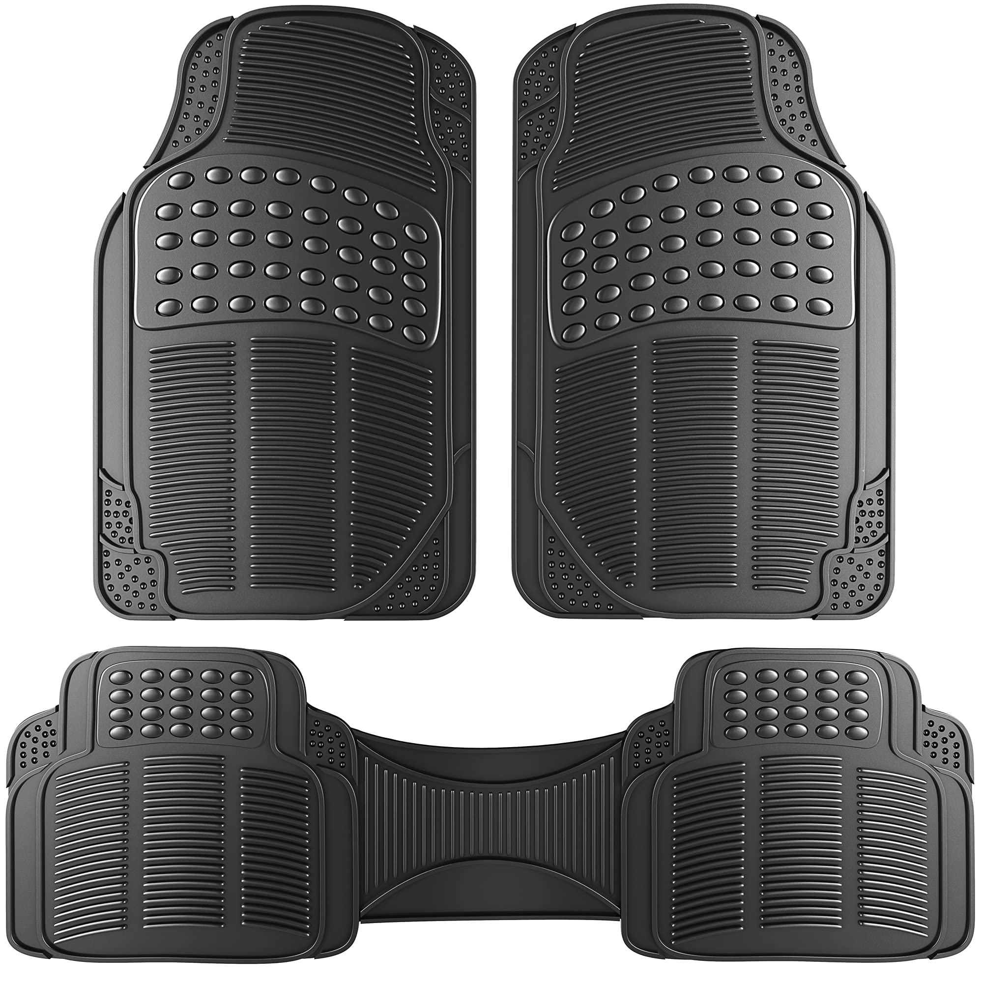 Support Our Troops All-Weather Water Proof Rubber Car Mats - 3 Piece Ridged Water-Proof Auto Floor Mats Set - All-Season Car Mats for Automotive Use - Car, SUV, Truck, Van, Pickup - Black