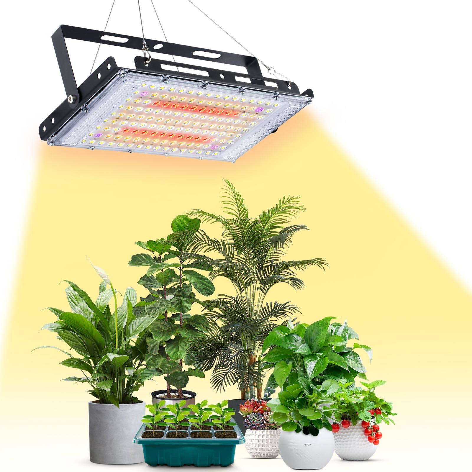 LBW Grow Lights for Indoor Plants, 144 LEDs Full Spectrum Plant Grow Light, Hanging Grow Lamp with On/Off Switch, Plant Light for Veg Bloom Seedlings, Ideal for Greenhouse Tent Indoor Growing