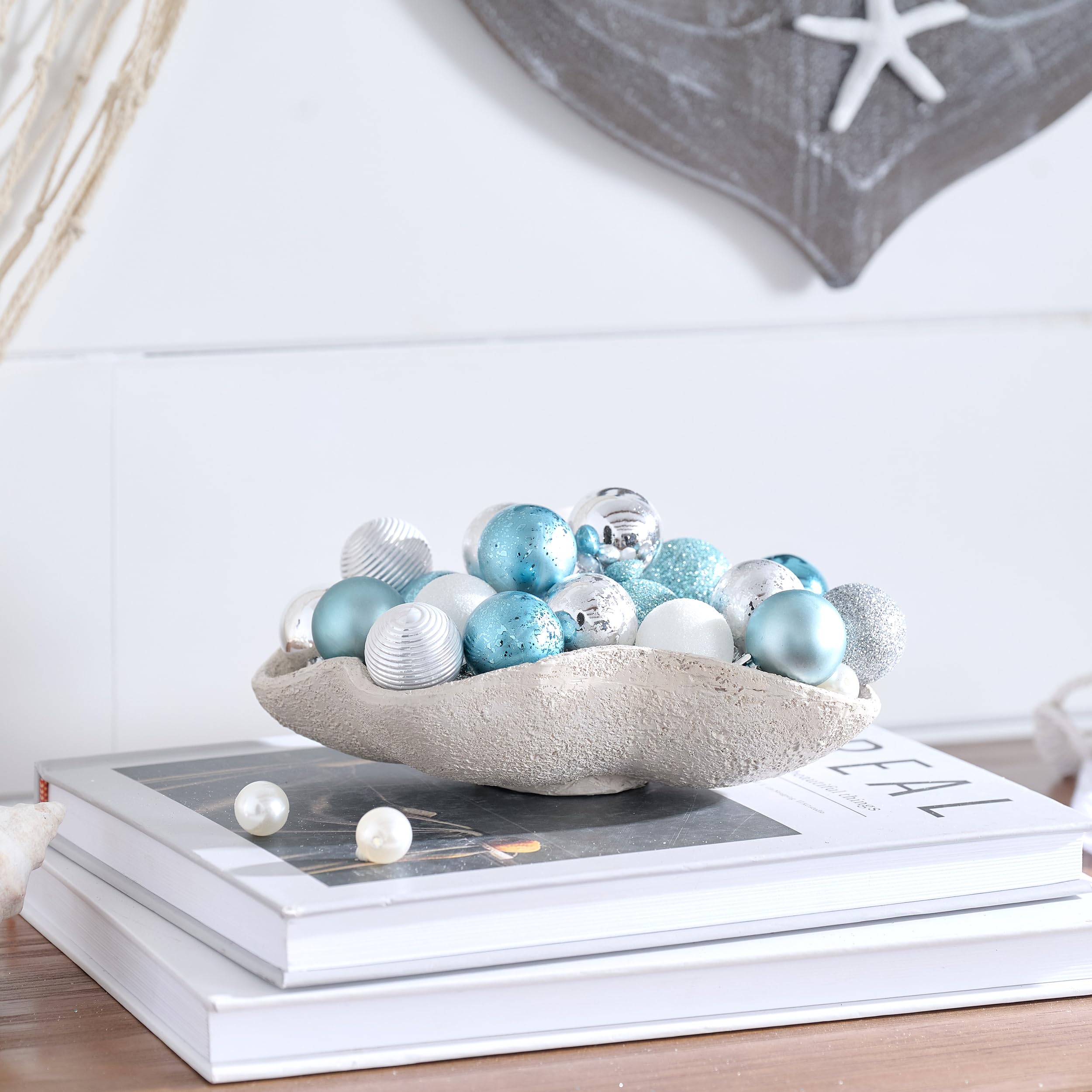 Valery Madelyn Lot de 100 boules de Noël incassables Motif Winter Wishes Argenté et bleu 30 mm