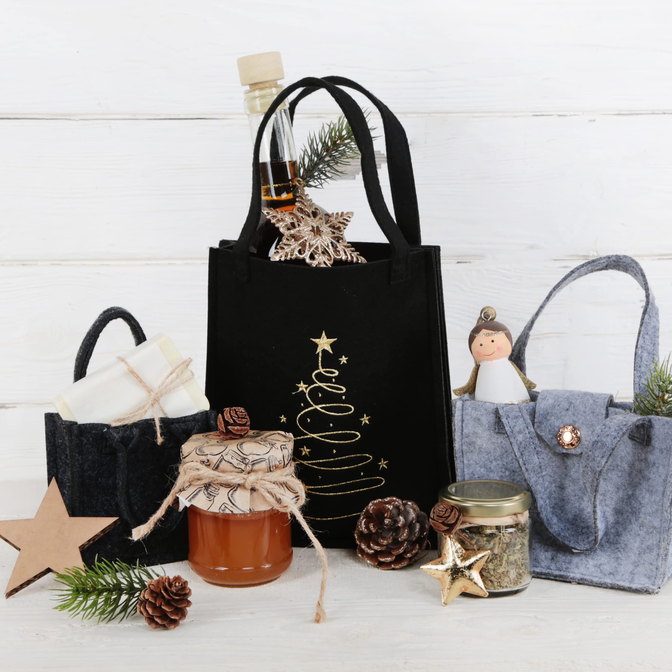 Logbuch-Verlag 5 piccoli sacchetti di feltro rossi cestini di Pasqua per il riempimento Imballaggio 21 x 14 x 6 cm Borsa regalo del personale del cliente