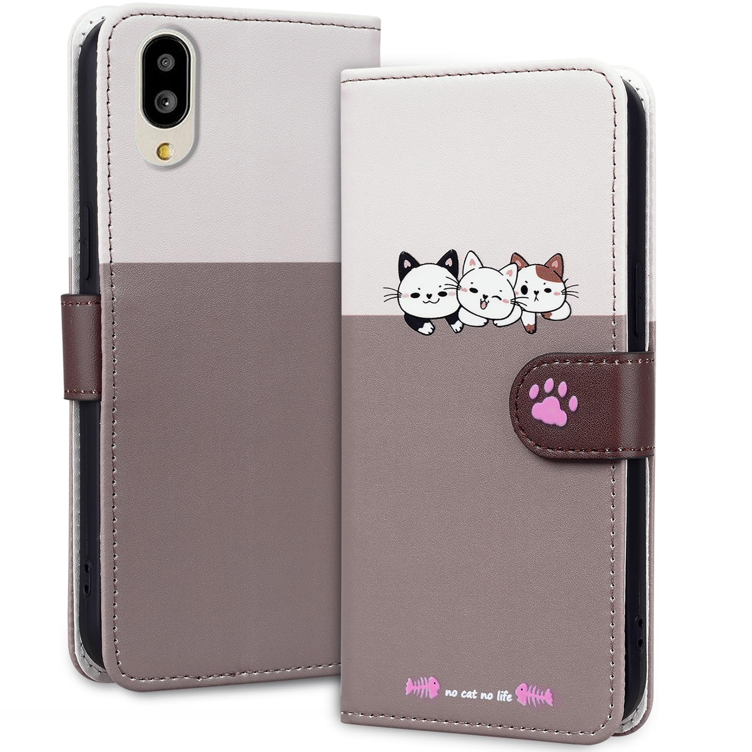 Basio active SHG09 ケース 手帳型 シンプルスマホ6 ケース 猫 simple sumaho6 ケース Basio SHG09 スマホケース ベイシオアクティブ shg09 ケース カード収納 スマホケース 人気 可愛い 猫 携帯電話ホルダー 磁気バックル クッション性と衝撃吸収性 SHG09 携帯ケース A201SH ケース 手帳型[グレー+ホワイト］