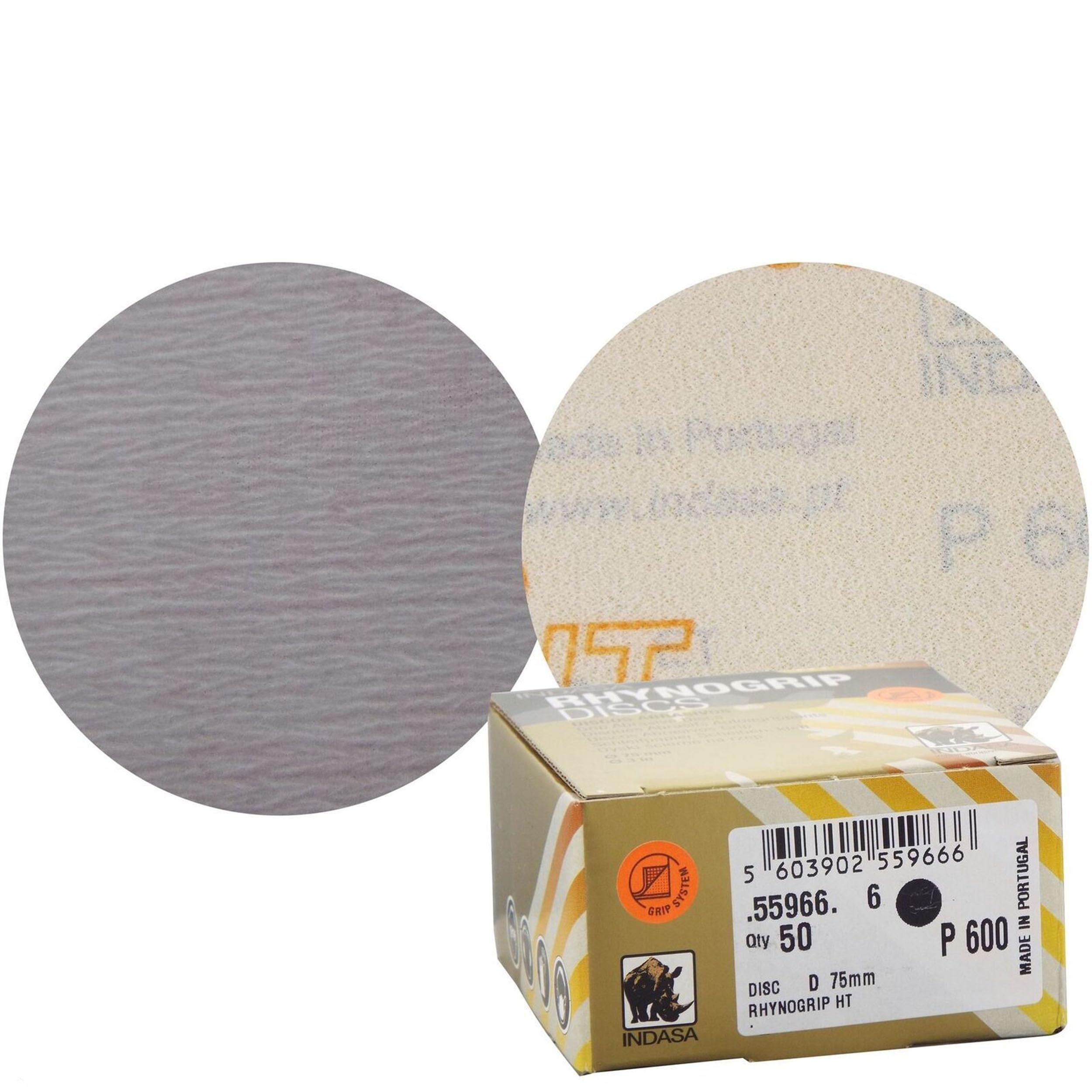 Indasa Rhynogrip Ht Line 75Mm 3" Sanding Discs P600 Box Of 50 Grip System 3872120293184
