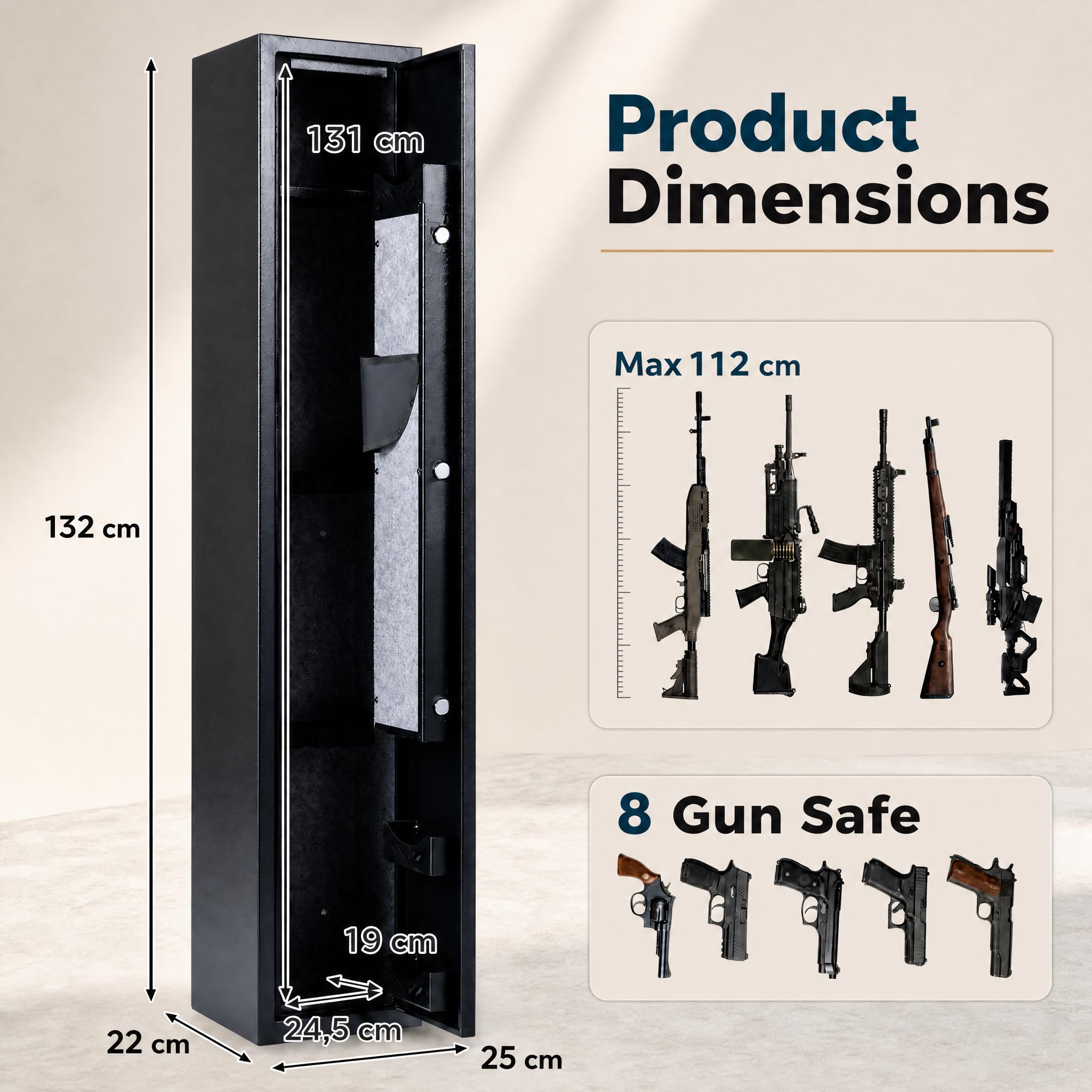 LIFEZEAL Armoire à 8 Fusils, Coffre-Fort pour Armes à Feu