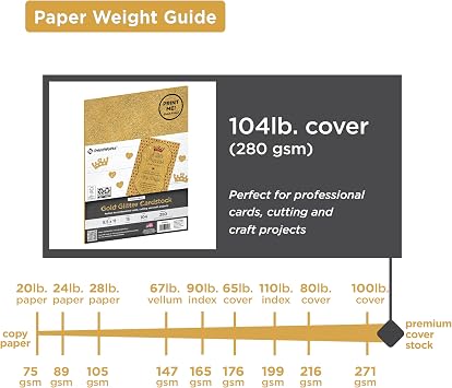 PrintWorks No-Shed Printable Gold Glitter Cardstock 8.5 x 11 - 15 Sheets - 104 lb/280 gsm Gold Glitter Paper - Sparkly Paper for School & Craft Projects - FSC Certified (00516)